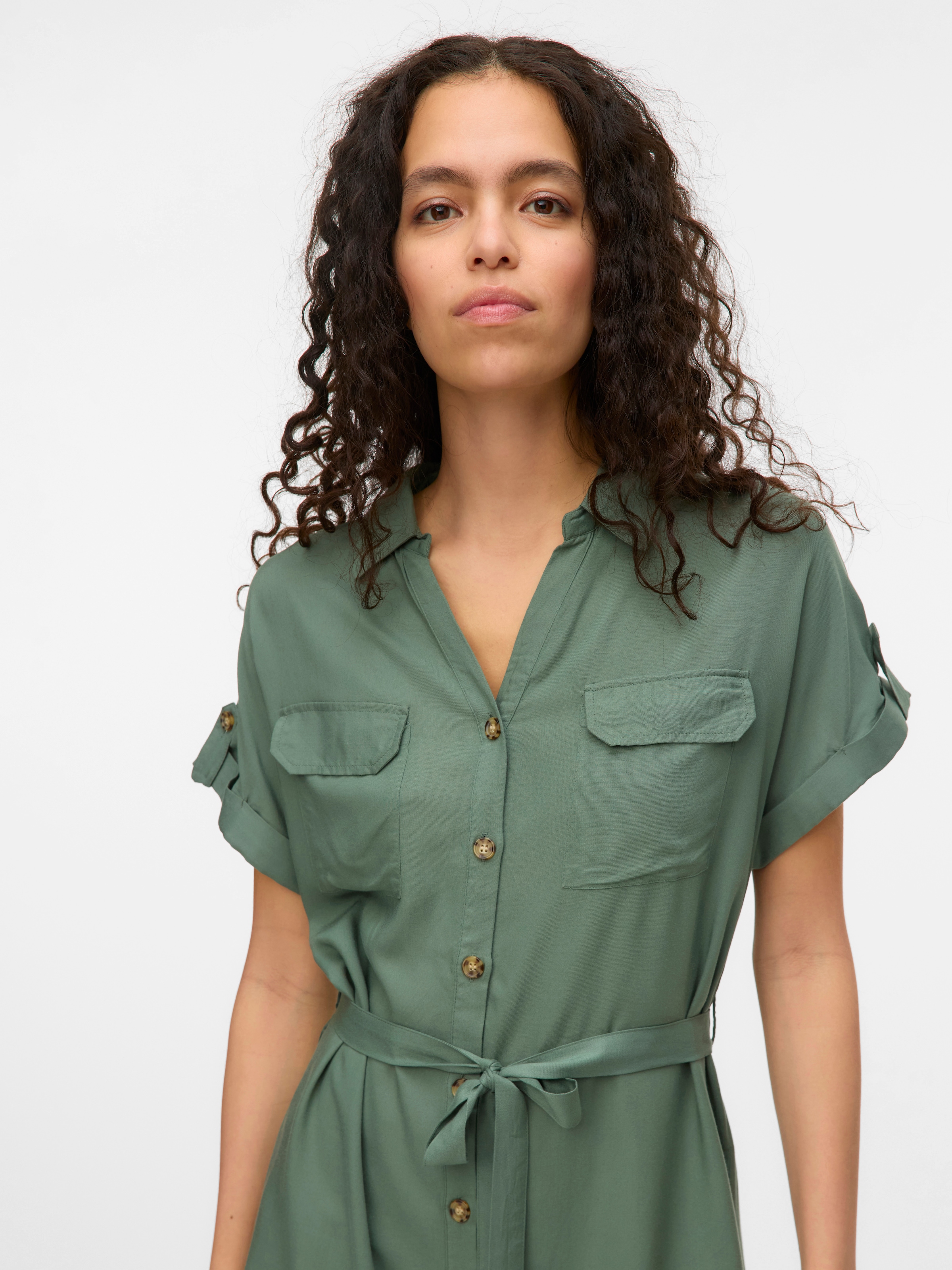 Vero Moda Midikleid »VMBUMPY SS SHORT SHIRT DRESS WVN GA NOOS«