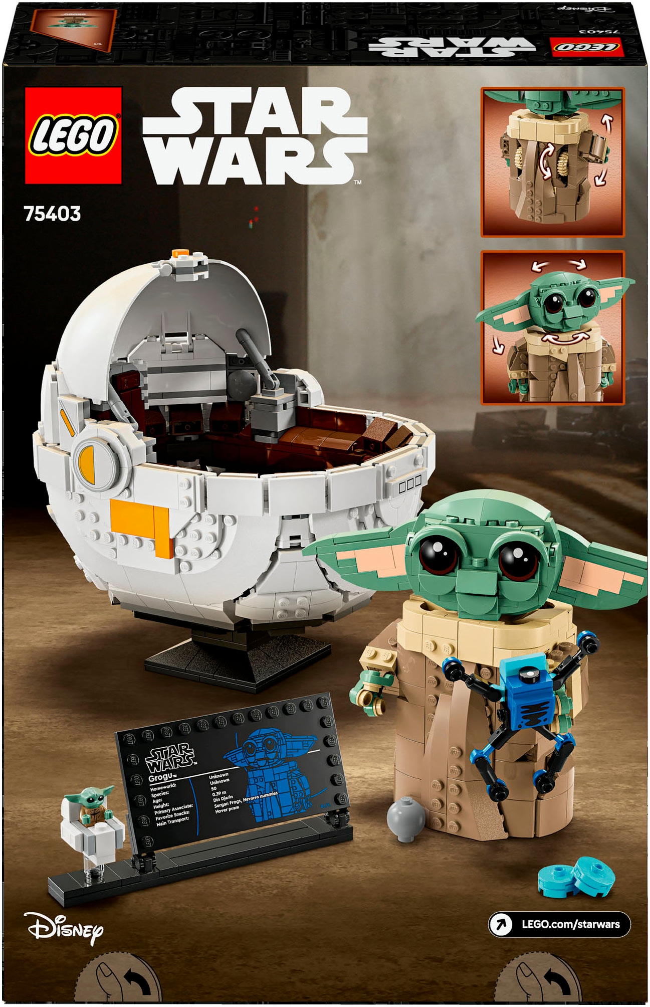 LEGO® Konstruktionsspielsteine »Grogu™ in seiner Repulsorwiege (75403), LEGO Star Wars«, (1048 St.), Made in Europe