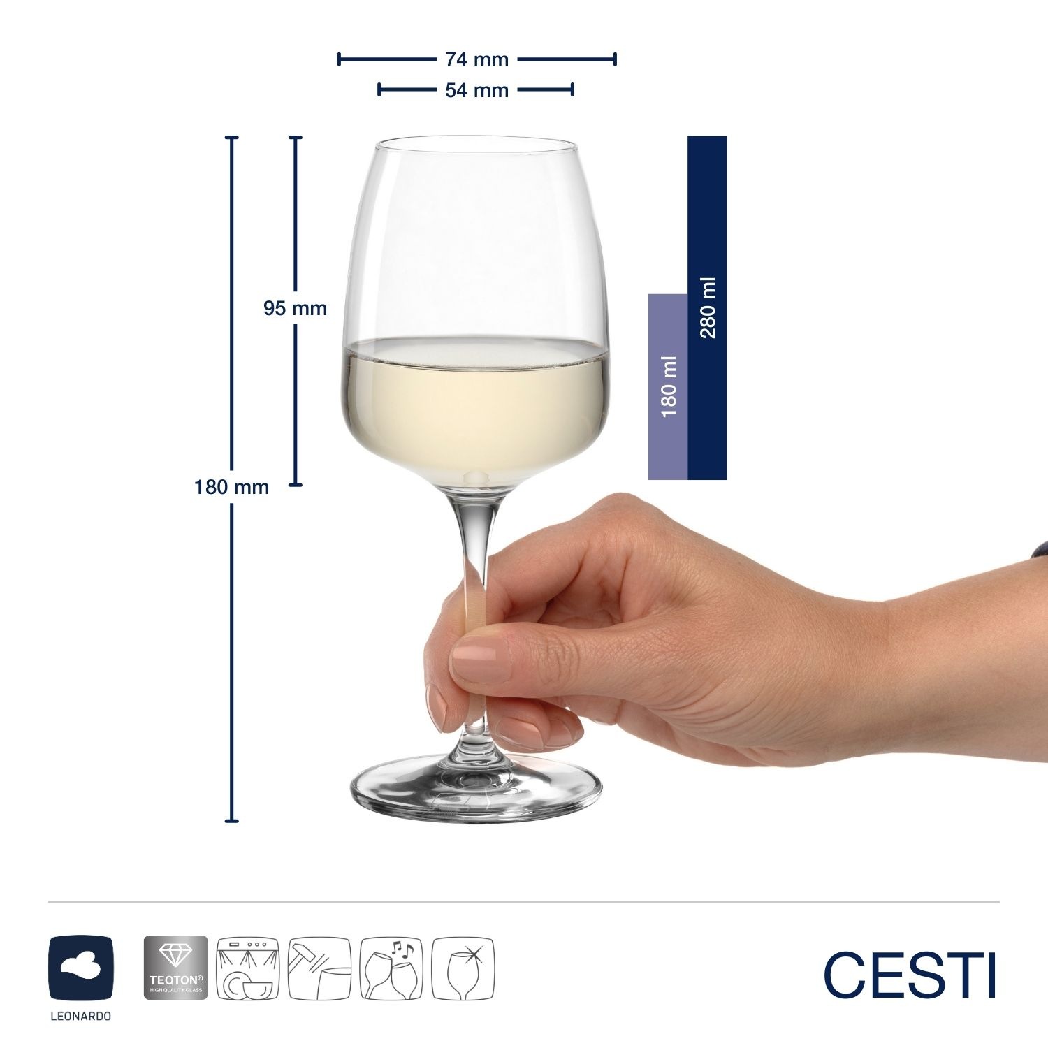 LEONARDO Weißweinglas »Rieslinggläser CESTI + Poliertuch« 6 Riesling-Gläser mit Poliertuch