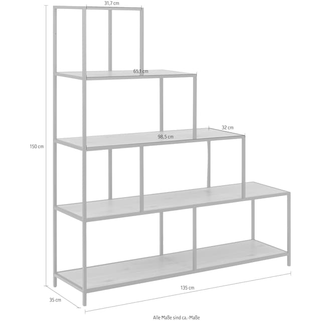 ACTONA GROUP Bücherregal, Metallgestell im modernen Industrie-Look, 4  Einlegeböden, Höhe 150 cm auf Rechnung bestellen