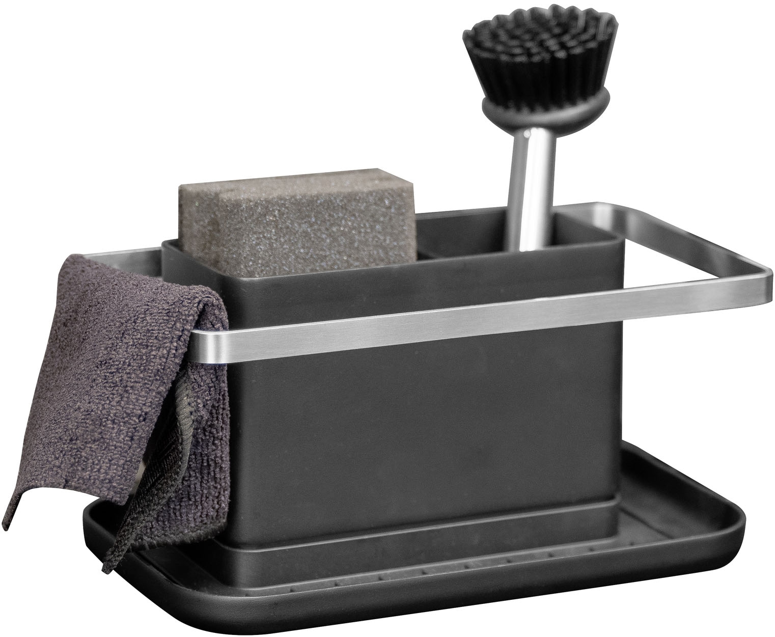 WENKO Küchenorganizer-Set "STELLA" Spülorganizer mit abnehmbarem Abtropfbehälter