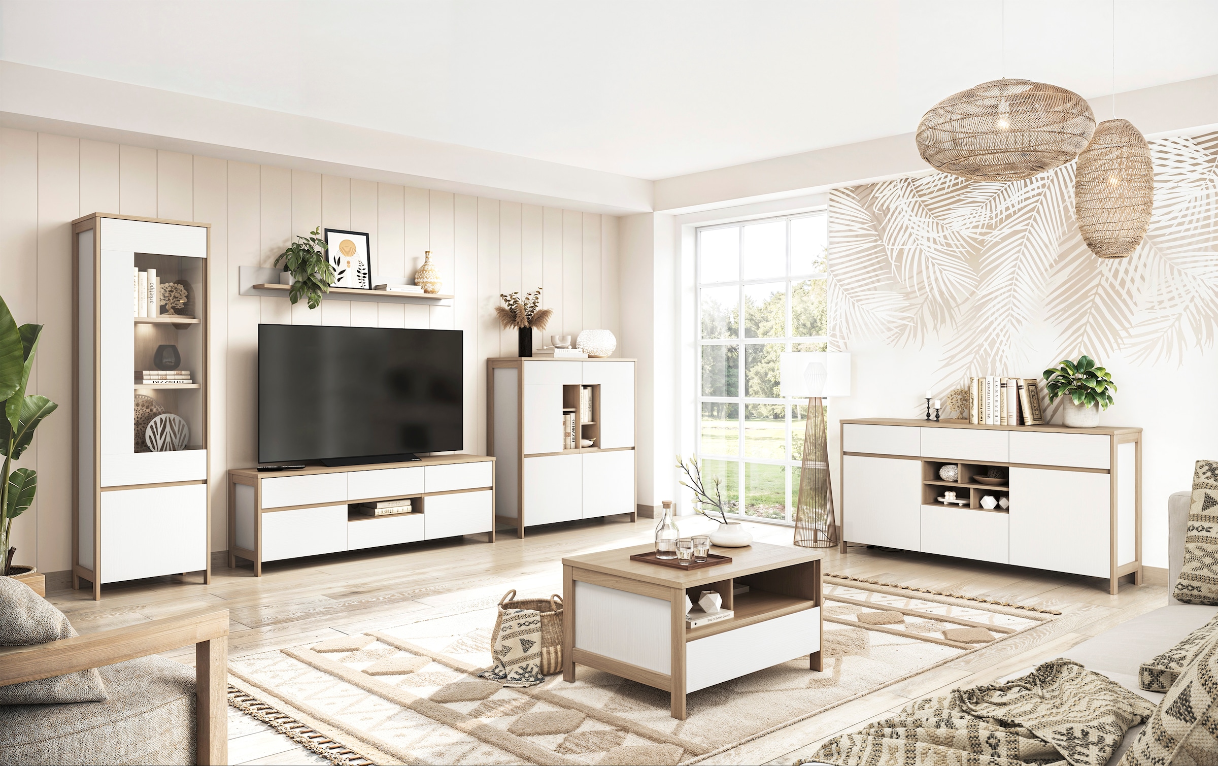 Home affaire Wohnwand »Stranda, moderne Anbauwand, Komplettset im Scandi-Style« 4 Stk. tlg.