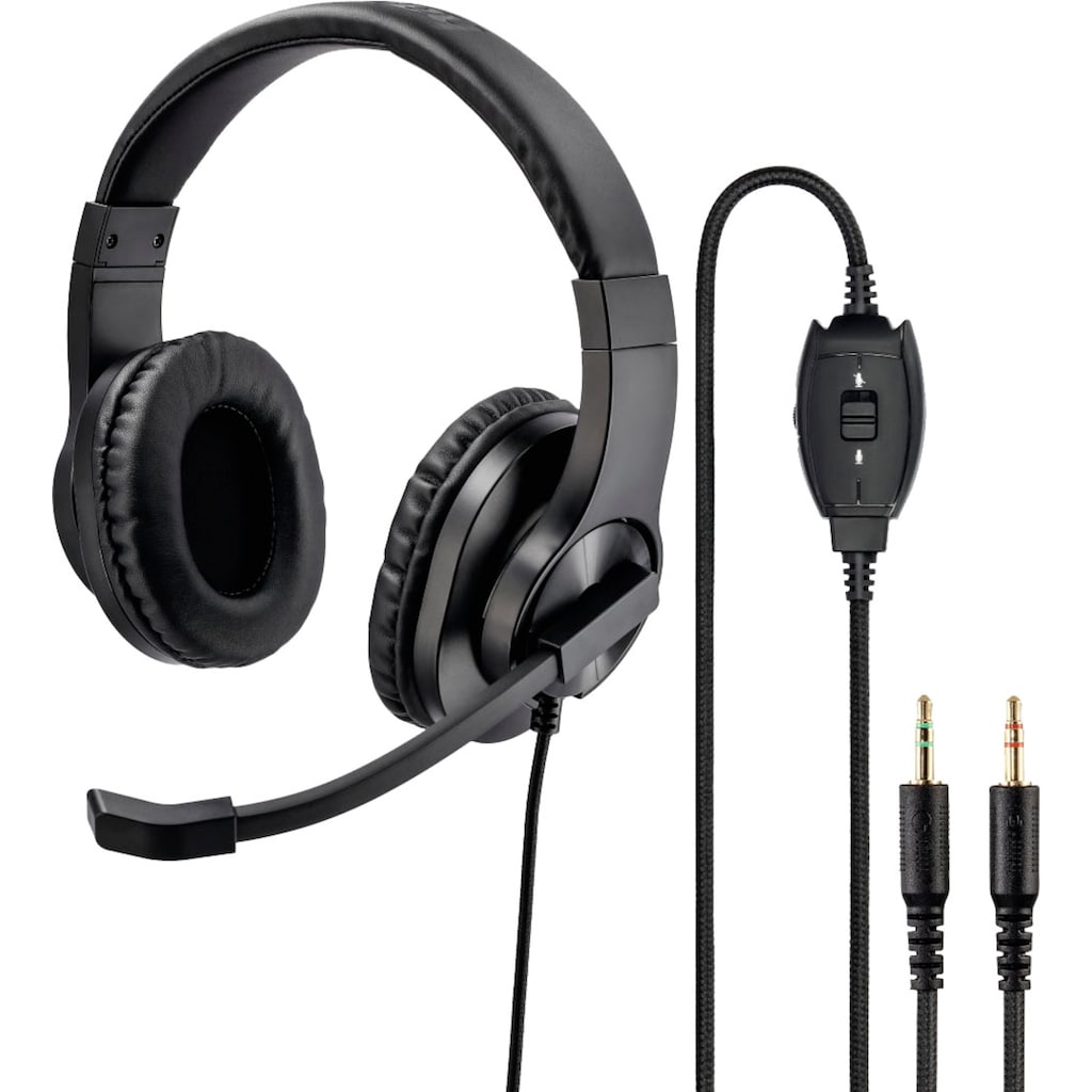 Hama PC-Headset »PC Office Headset, Stereo, Klinke, Aux, 2 m Schwarz«, Stummschaltung