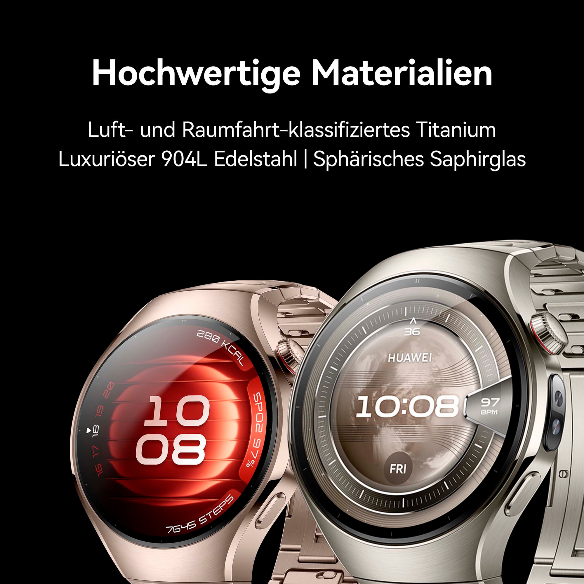 Huawei Smartwatch »WATCH 5 42mm«, (3,5 cm / 1,38 Zoll), 32,00 GB, X-TAP, Health Glance, 904L Edelstahl, Kompatibel mit iOS & Android