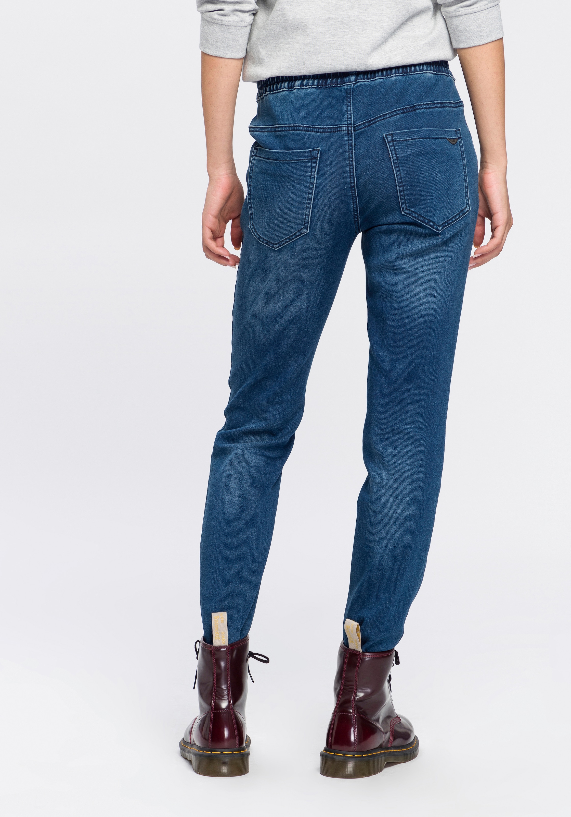 Arizona Stretch-Jeans, weites Bein, normale Leibhöhe, knöchellang, mit Used-Waschung