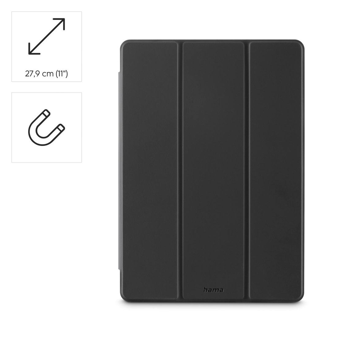 Hama Tablet-Hülle »Tablet-Hülle mit Stiftfach für Galaxy Tab A11+/A9+ 11“, schwarz« Samsung Galaxy Tab A11 | Samsung Galaxy Tab A11+ | Tablet Standfunktion, Stiftfach, Magnetverschluss, transparente Rückseite