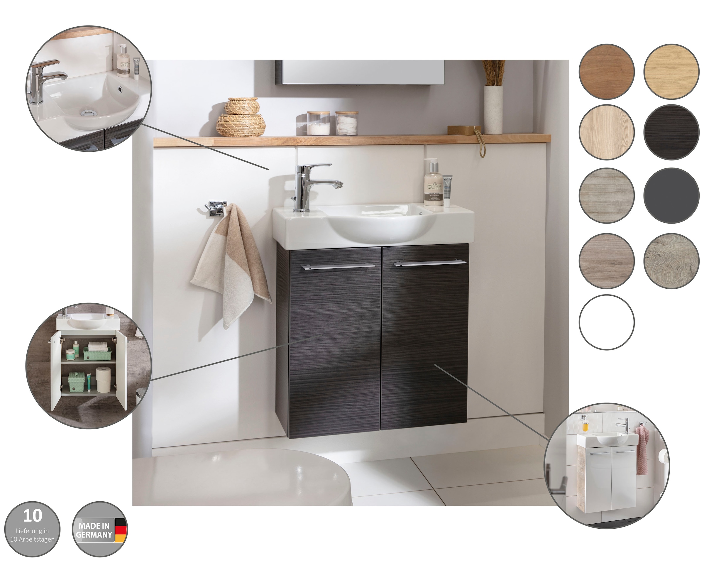 FACKELMANN Waschbeckenunterschrank »SBC« Badmöbel für Gäste-WC, Breite ca. 55 cm