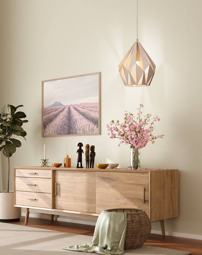 EGLO Hängeleuchte »CARLTON-P« E27 1 Stk. Vintage Pendelleuchte, Retro Hängelampe, Stahl, Pastell apricot, Ø31cm