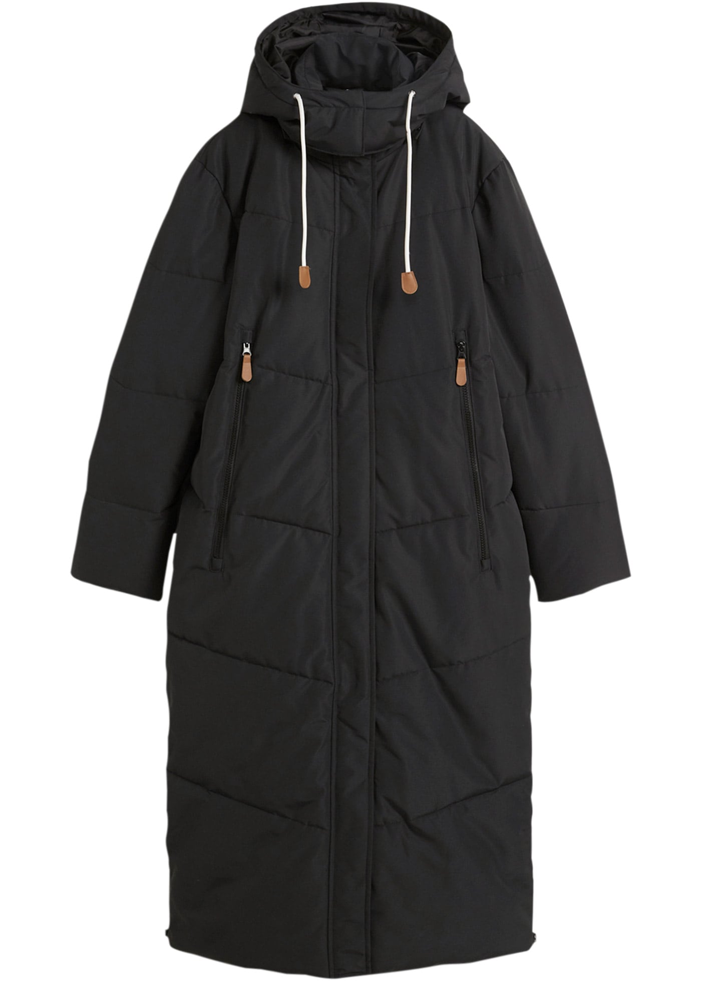 bonprix Steppmantel mit abnehmbarer Kapuze, mit Reißverschlusstaschen, Oversize-Passform