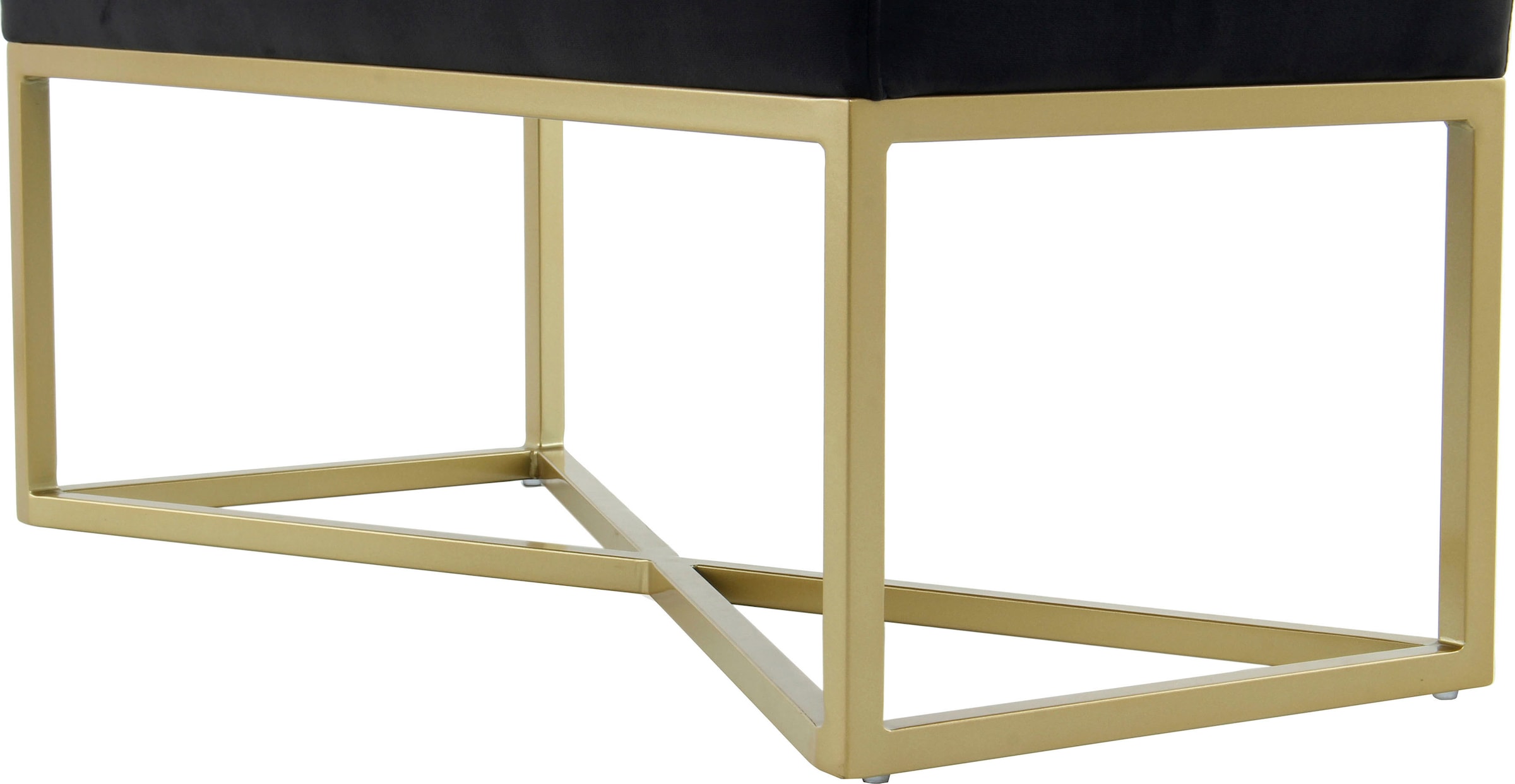 Kayoom Hockerbank »Cameron 125, glamouröses Design, glänzenden Metallfüßen, in Samt-Look«, (1 St.), bequem, elegant, mit Zierknöpfen, Gold-coated Eisengestell