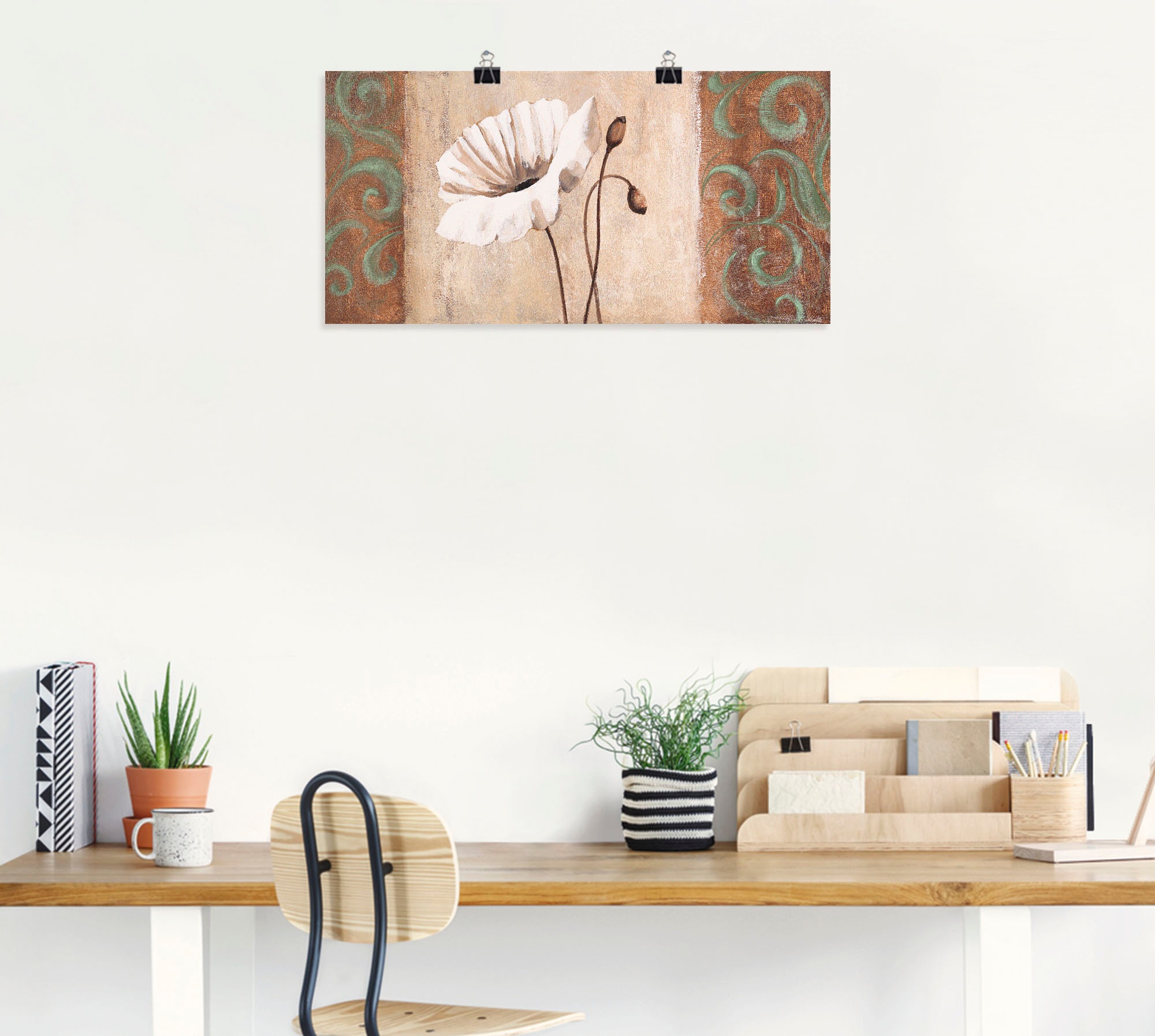 Artland Wandbild »Mohnblumen mit Ornamenten«, Blumen, (1 St.), als Leinwandbild, Poster in verschied. Größen