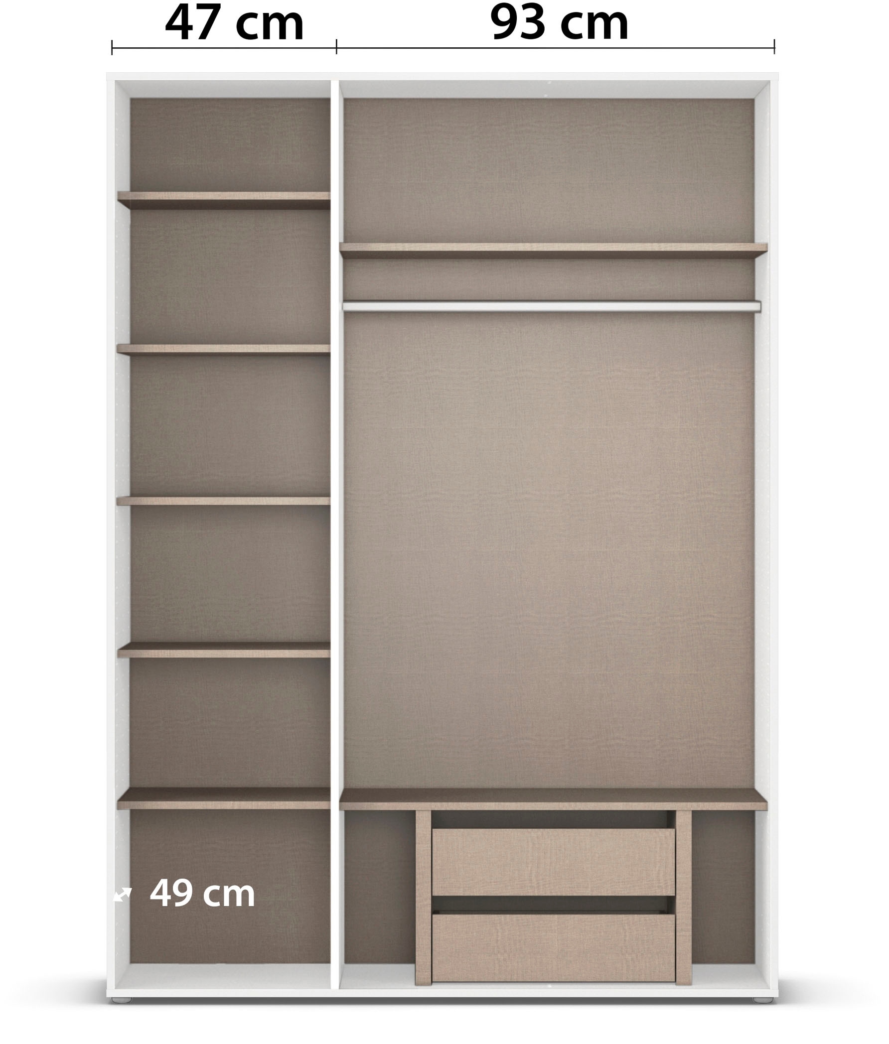 rauch Drehtürenschrank »Kleiderschrank Schrank Garderobe Wäscheschrank NAGATA viel Stauraum«, (in 3 verschiedenen Ausstattungen BASIC/CLASSIC/PREMIUM), mit modernen Stangengriffen in Graumetallic TOPSELLER MADE IN GERMANY
