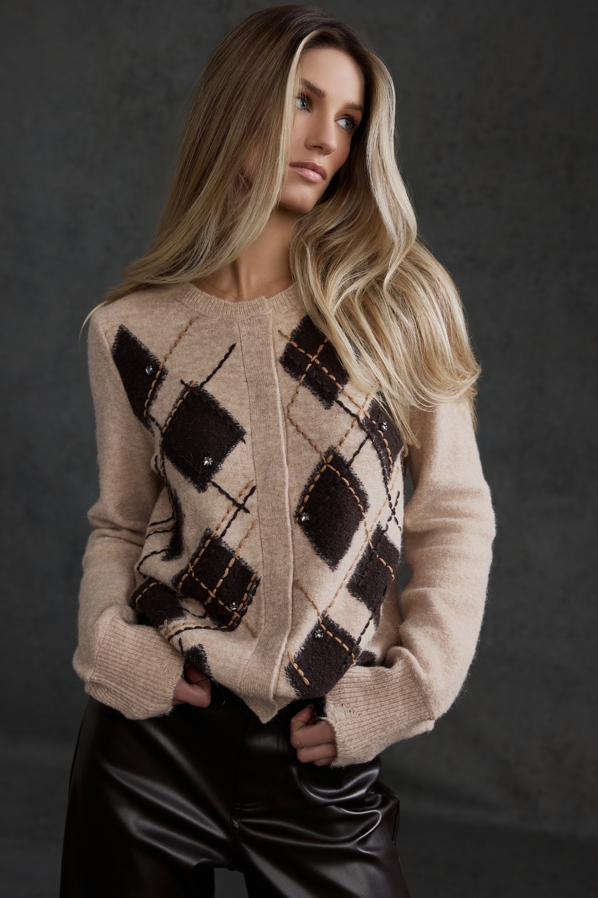 Monari Strickjacke »Jacke Strickjacke Raute« Regular fit mit Rautenmuster