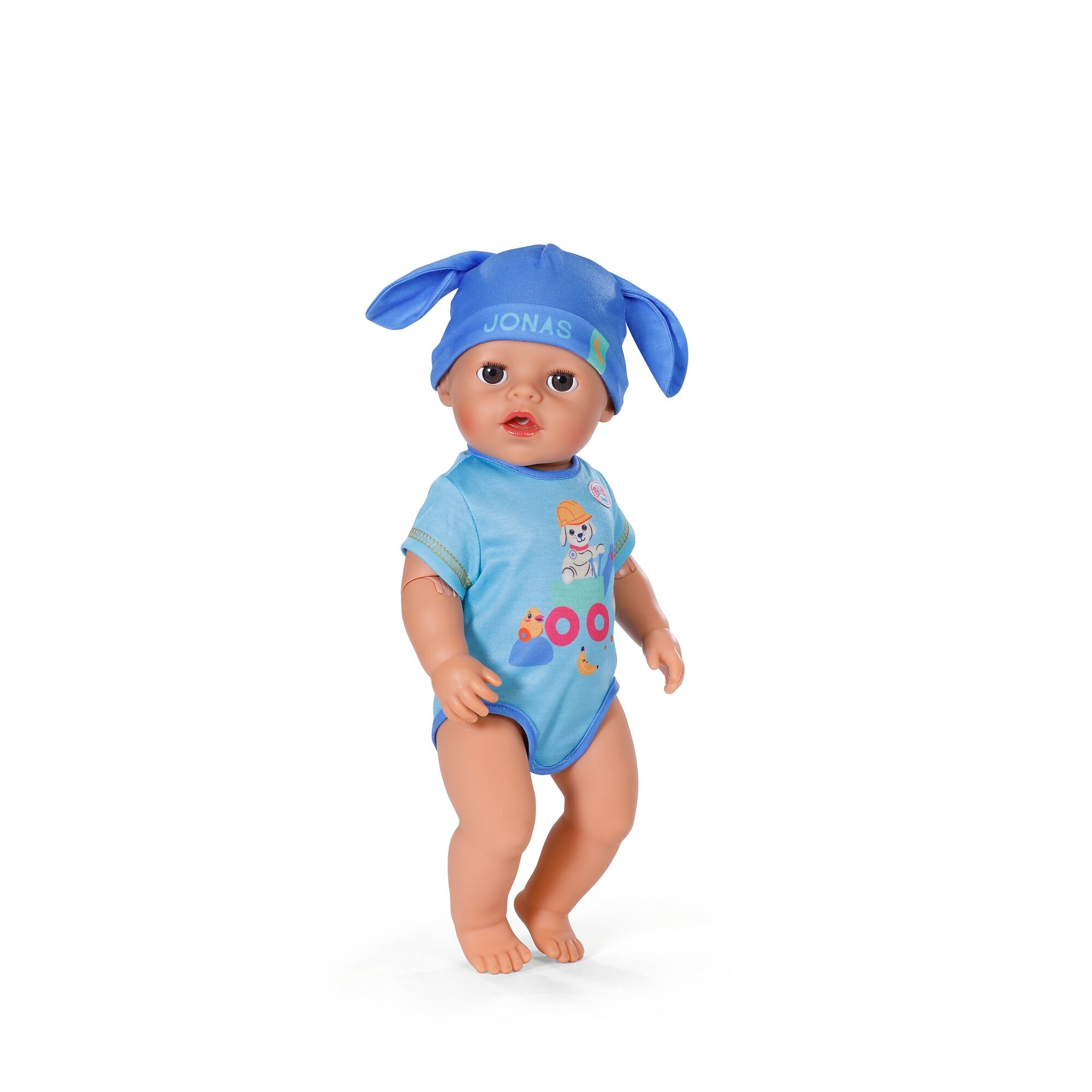 Baby Born Babypuppe »Jonas Click & Play 43cm« mit Click-&-Play: Hält Fläschchen und Löffel selbst - ohne Batterien