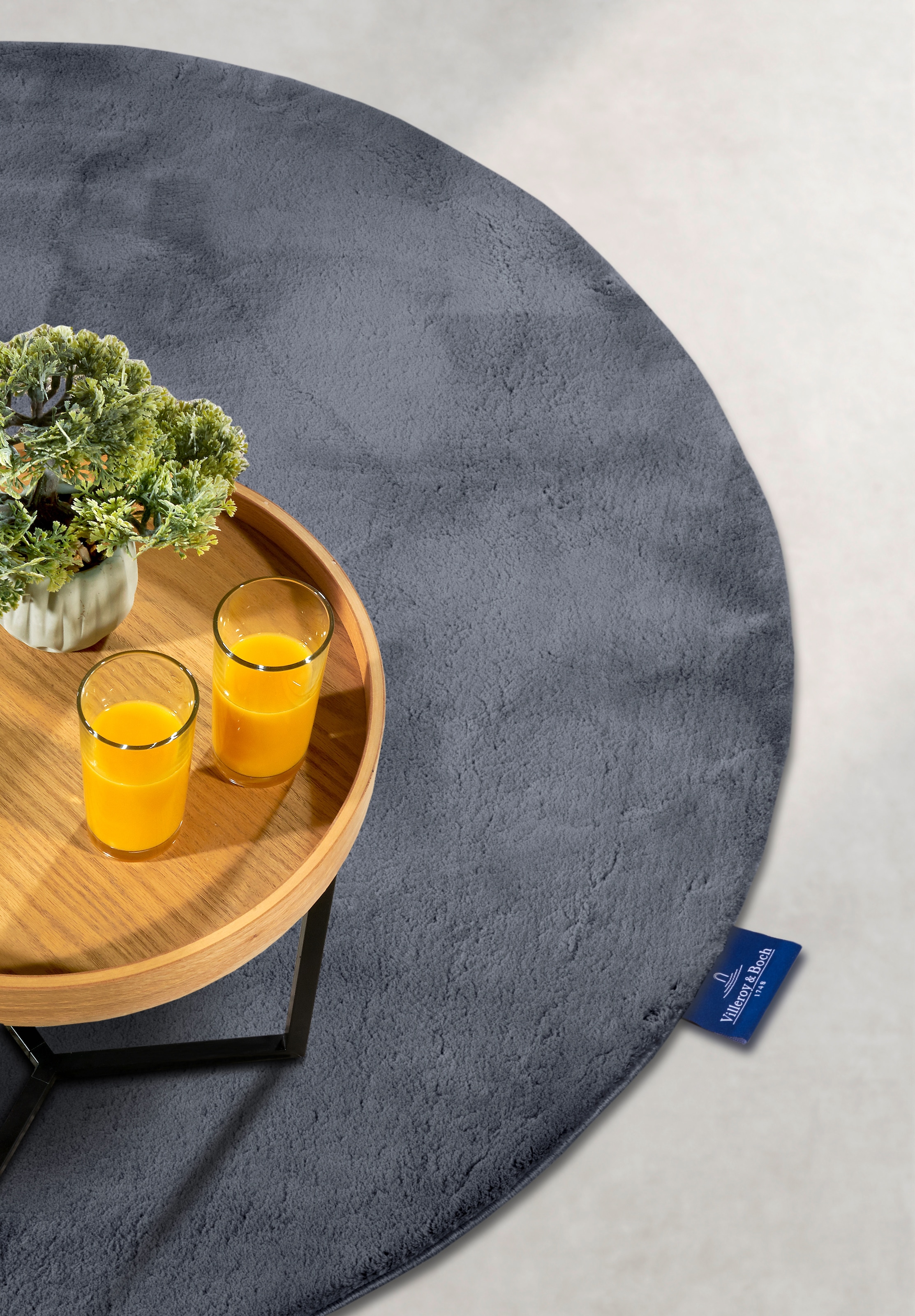 Villeroy & Boch Teppich »Leon«, rund, 15 mm Höhe, Langflor, Shaggy, einfarbig, flauschig, weich, glänzend, modern, uni