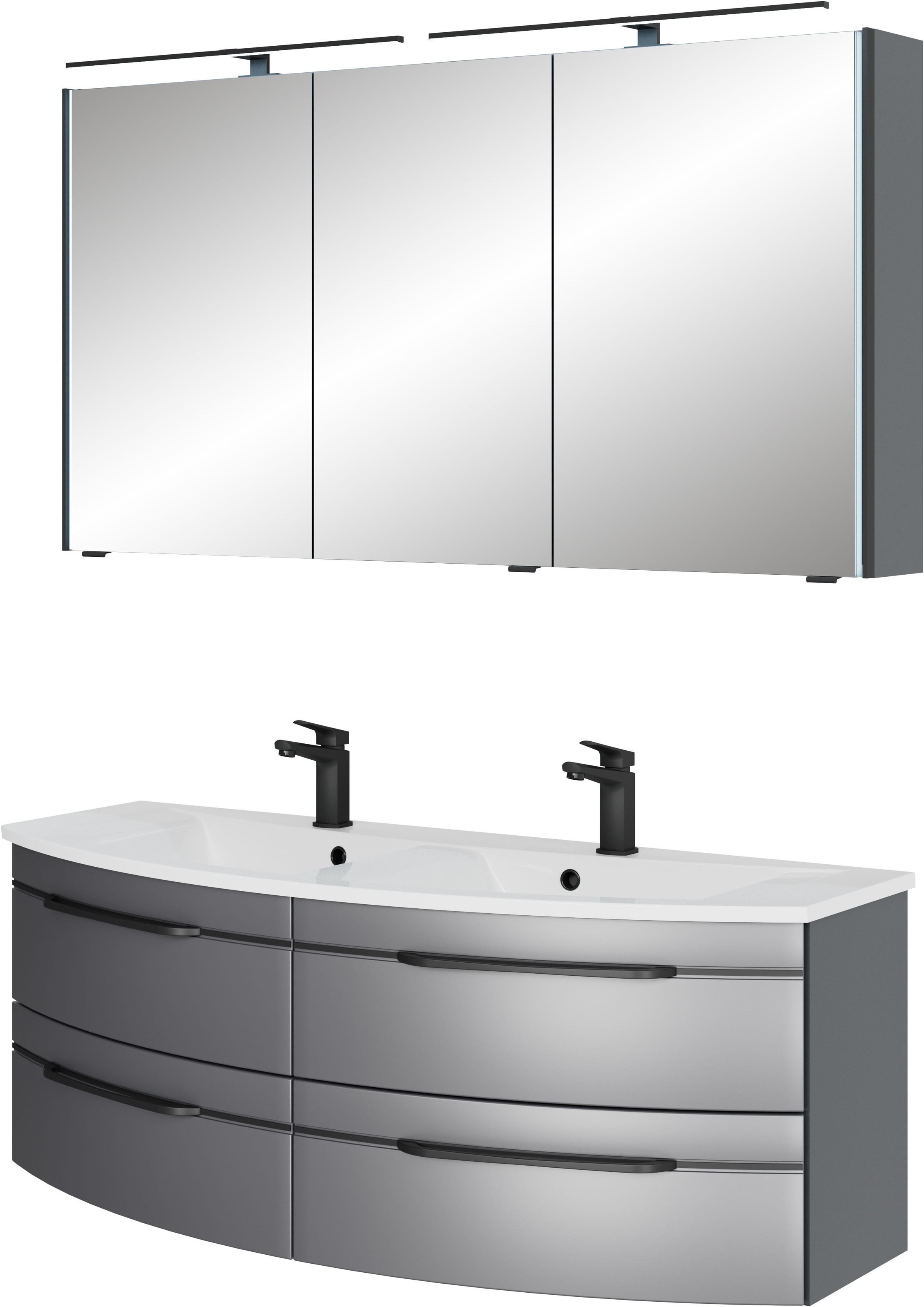 Saphir Badmöbel-Set »Badezimmer-Set 133,2 cm breit, inkl. Türdämpfer, 3 Türen, 4 Schubladen« Set, 2 Stk. tlg.