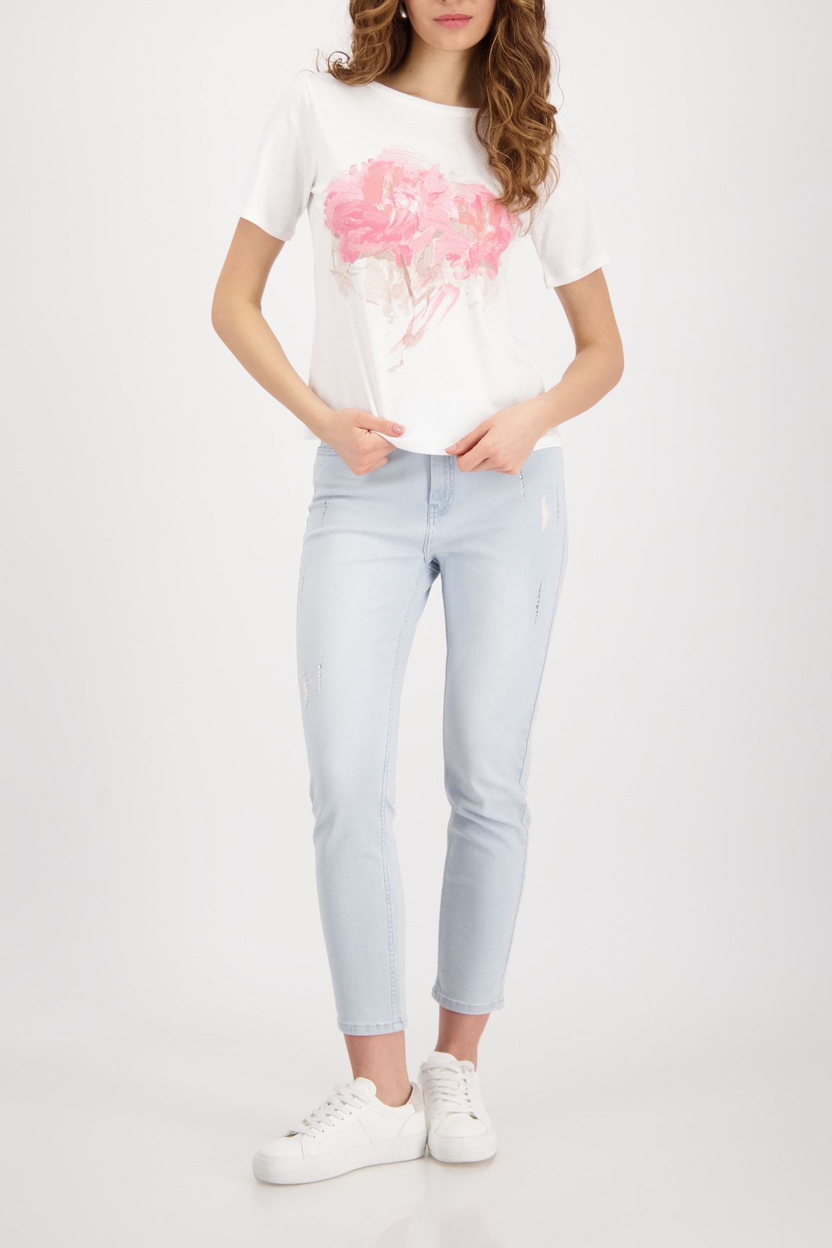 Monari T-Shirt »Shirt verwischte Blume« Regular fit mit Blumenprint