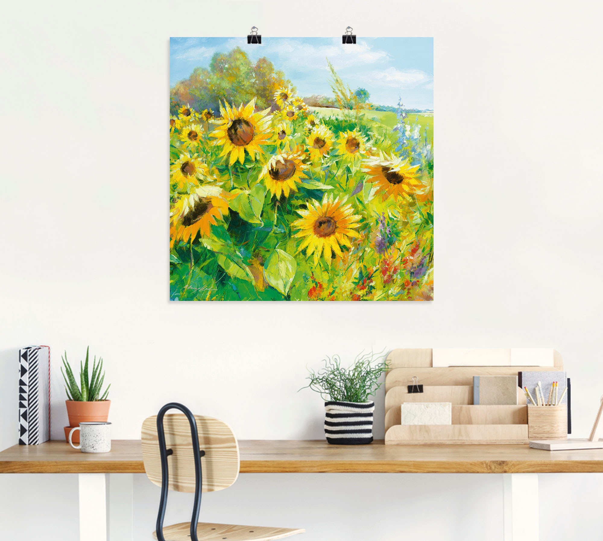 Artland Wandbild »Sommerwiese mit Sonnenblumen« Blumenwiese 1 Stk. tlg. als Leinwandbild, Poster in verschied. Größen