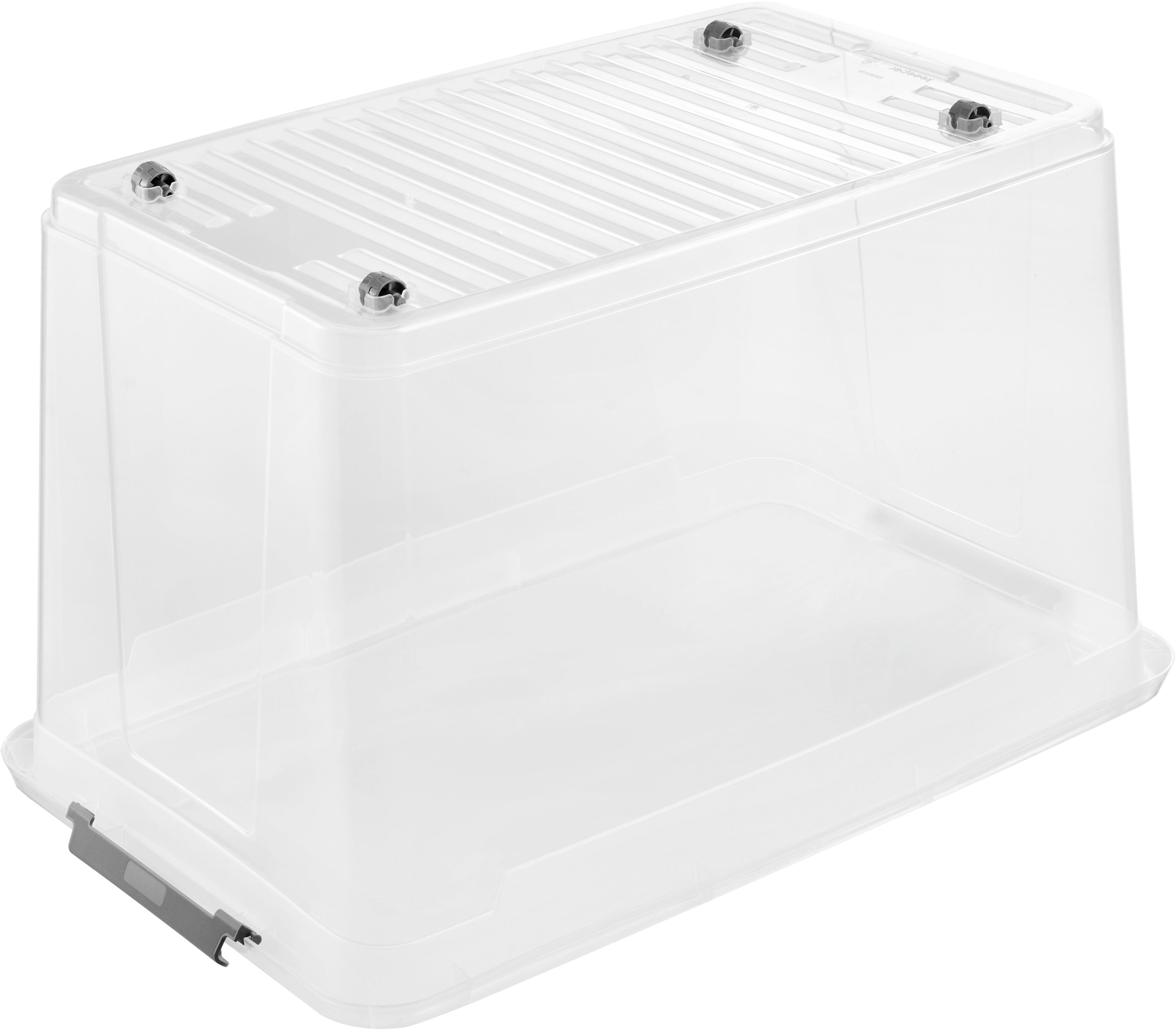 keeeper Aufbewahrungsbox »Clipbox Leo (Set 5 St.) 56 L, 59 x 38 x 35,5 cm« Schanierclips, Doppelöffnung, 90° drehbare Räder, fixierbarer Deckel