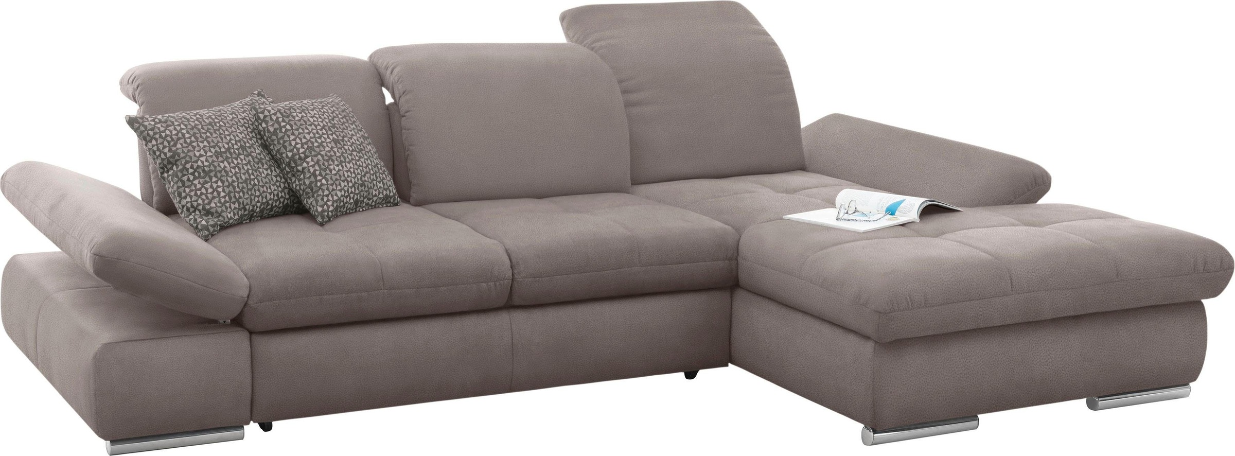 set one by Musterring Ecksofa »SO4100 V«, mit verstellbaren Kopfteilen, wahlweise mit Funktionen, Cord-Bezug