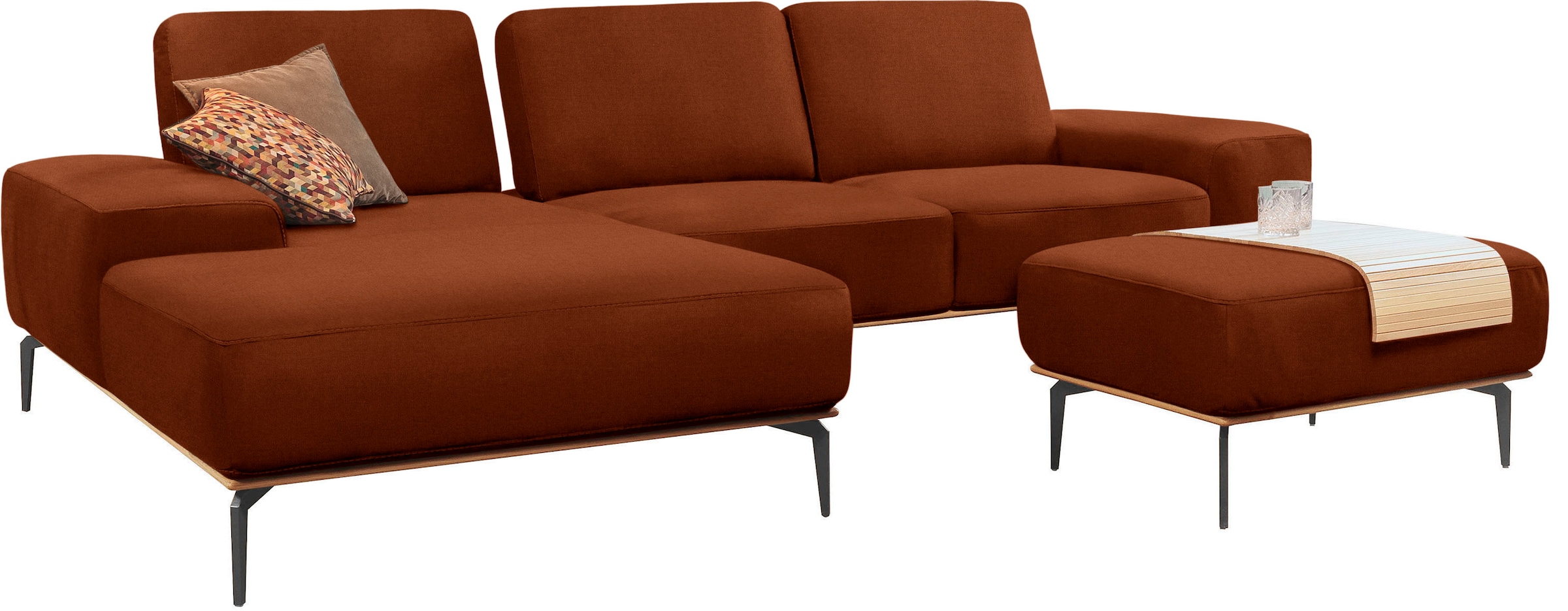 W.SCHILLIG Polsterhocker »run« mit Holzsockel, Füße in Schwarz pulverbeschichtet, Breite 75 cm