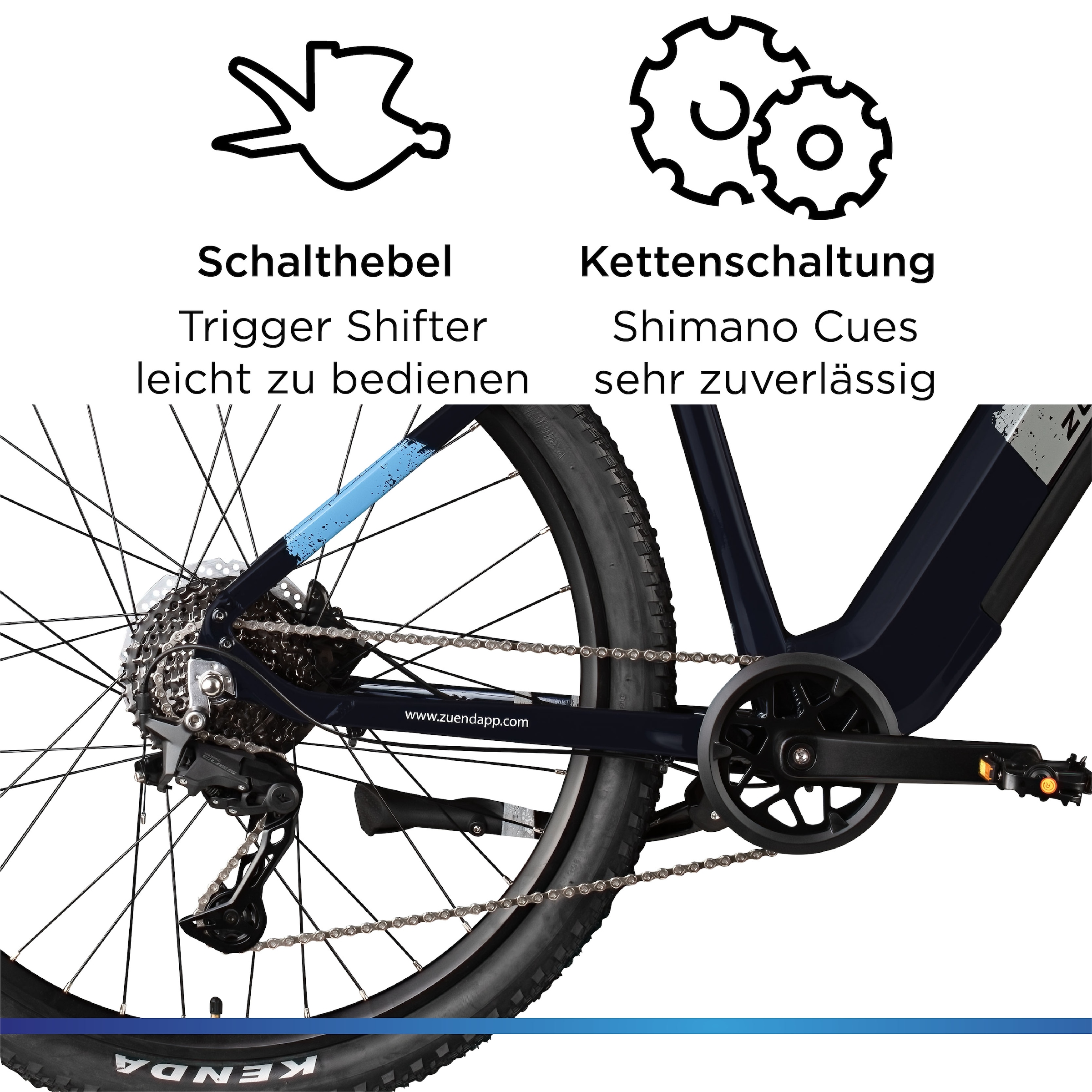 Zündapp »Z808« 10 Gang Shimano Deore RD-T6000 Schaltwerk Kettenschaltung Heckmotor 250 W Pedelec, Elektrofahrrad für Damen und Herren, MTB