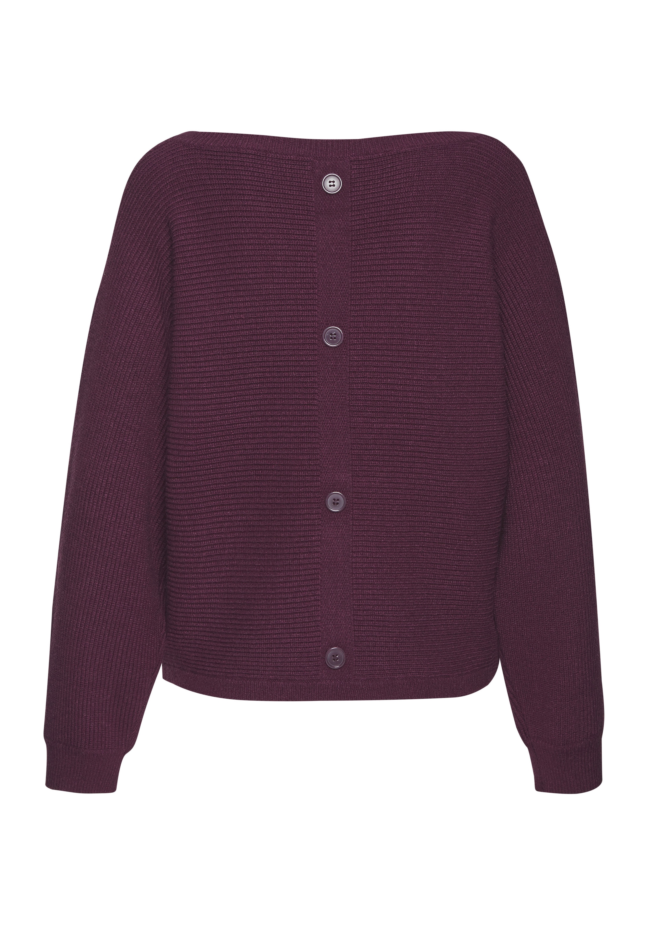 LASCANA Rundhalspullover mit Zierknöpfen hinten, lockerer Strickpullover
