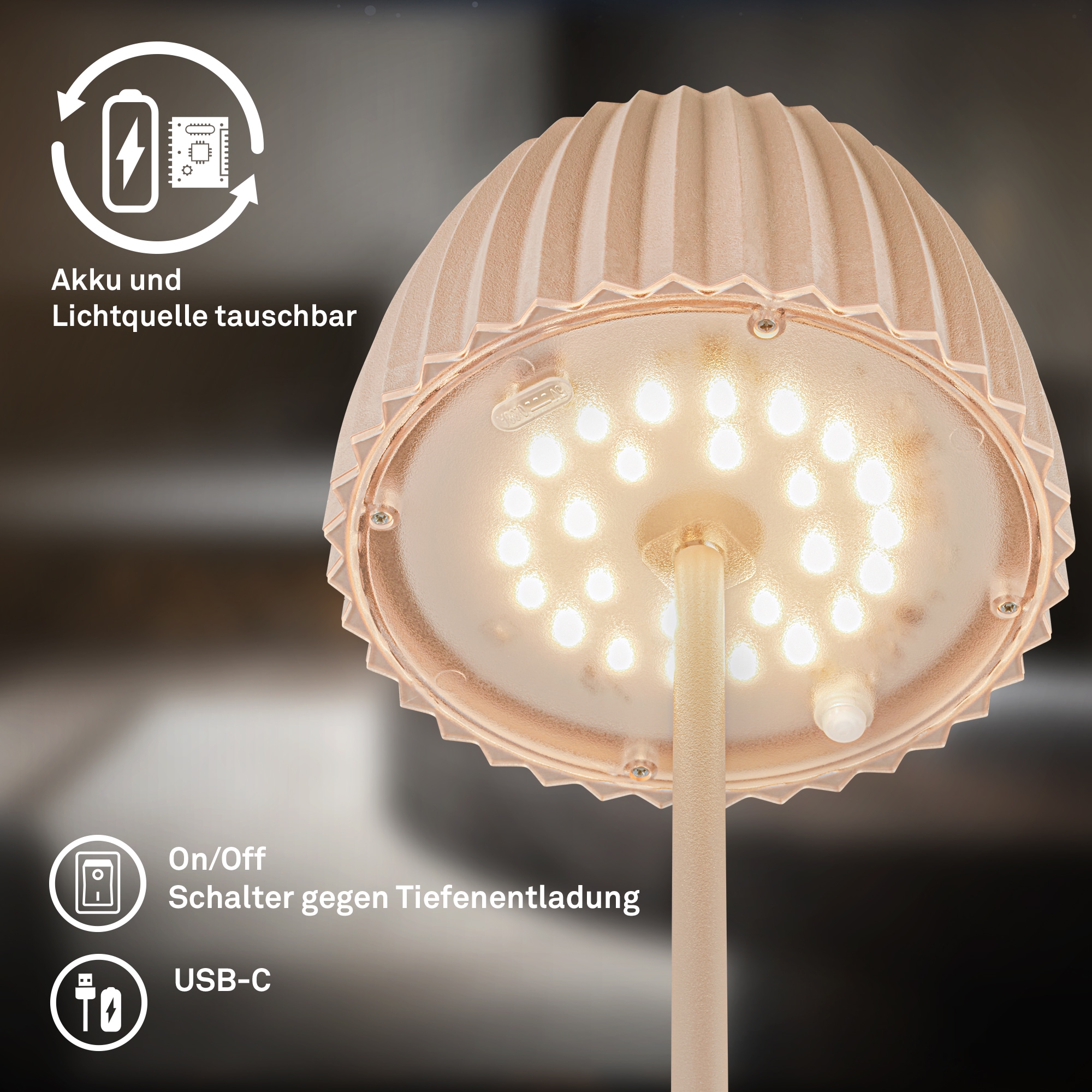 Briloner Leuchten LED Tischleuchte »Akku LED Tischleuchte« LED-Modul