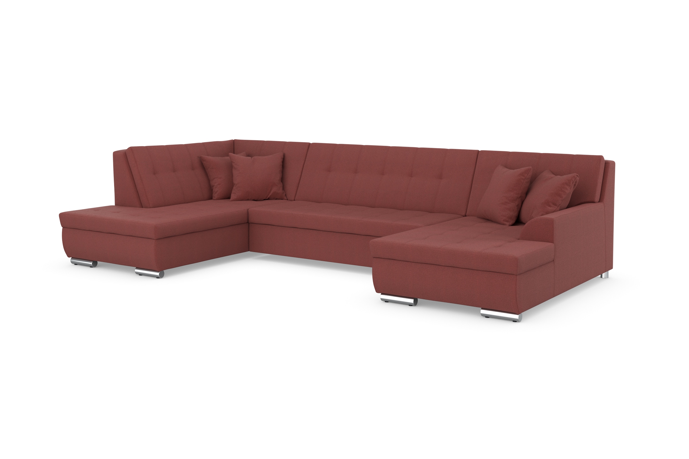 DOMO collection Wohnlandschaft »Treviso incl. Zierkissen, moderne Steppung, XXL: B/T/H: 364/201/83 cm«, wahlweise mit Bettfunktion, in vielen Bezugsarten auch in Cord U-Form