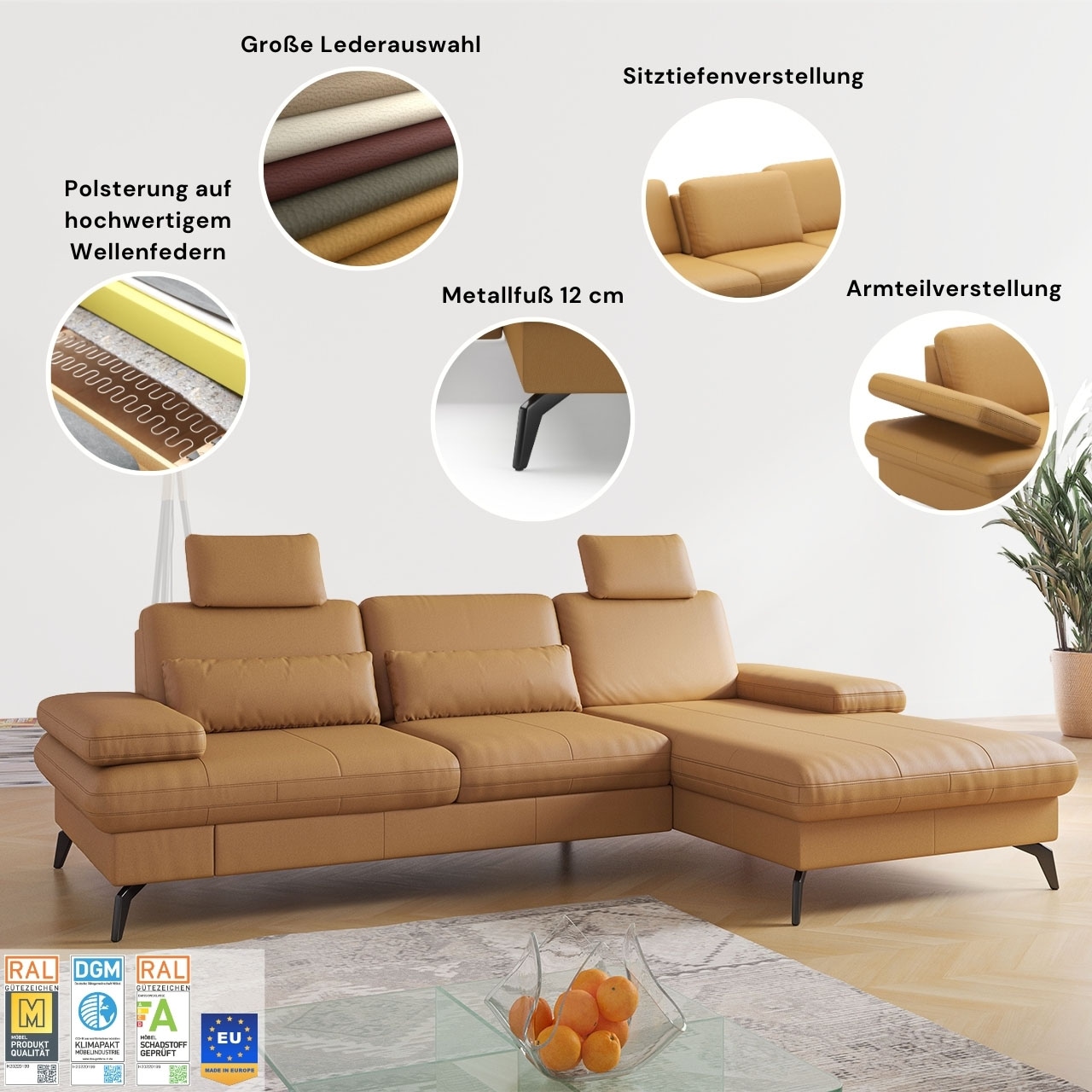 sit&more Ecksofa »Morris L-Form, inkl. Sitztiefenverstellung«, wahlweise mit Armteilverstellung, Bettfunktion & Bettkasten