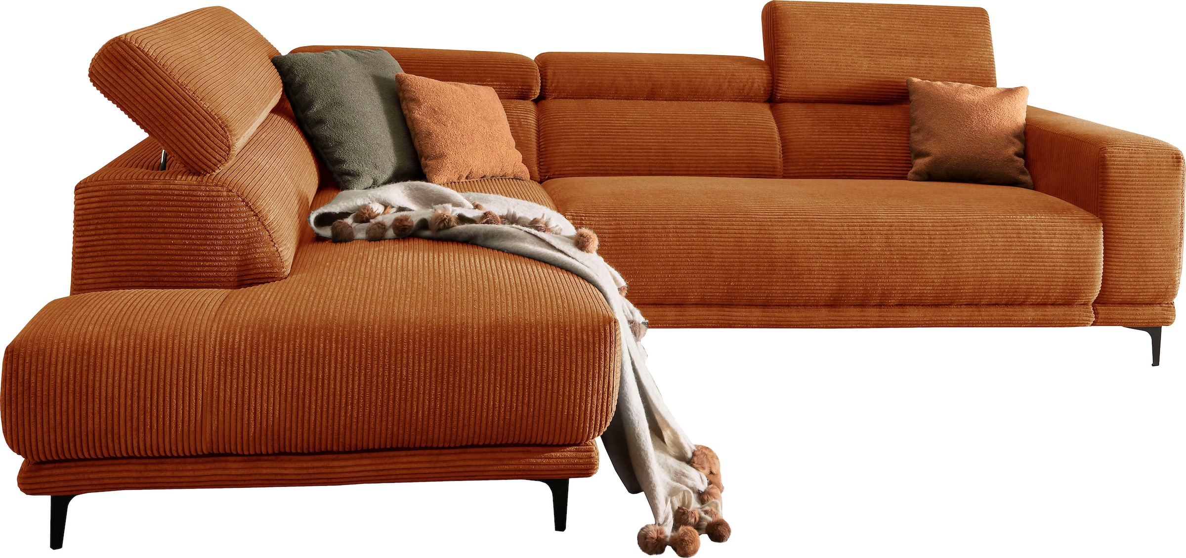 alina Ecksofa »Hikari«, wahlweise mit Sitzvorzug, in modernem Cordstoff, Breite 302 cm