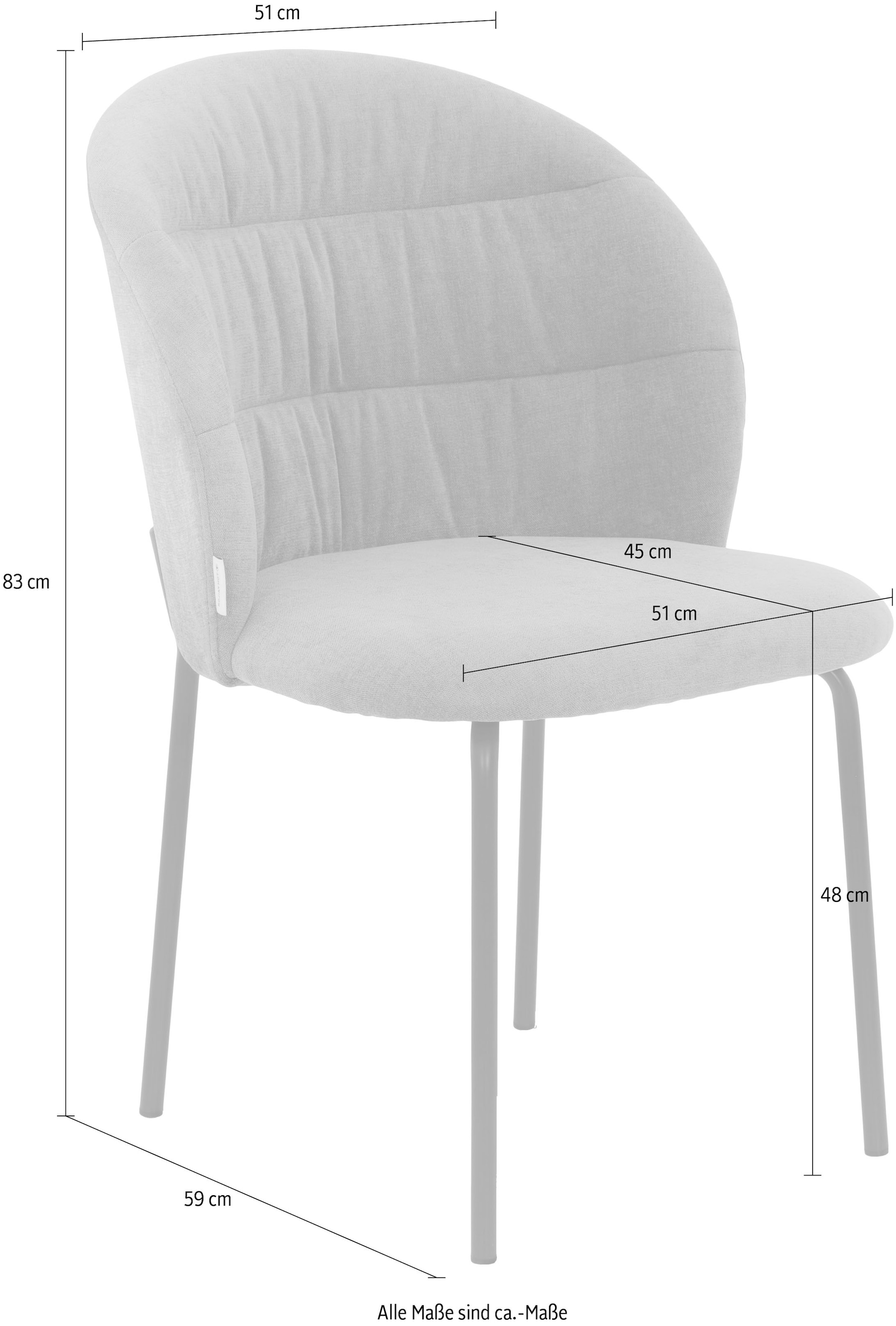 TOM TAILOR HOME 4-Fußstuhl »LEAF CHAIR«, (Set), 2 St., Chenille, 4-Fußgestell, Raffung in der Rückenlehne
