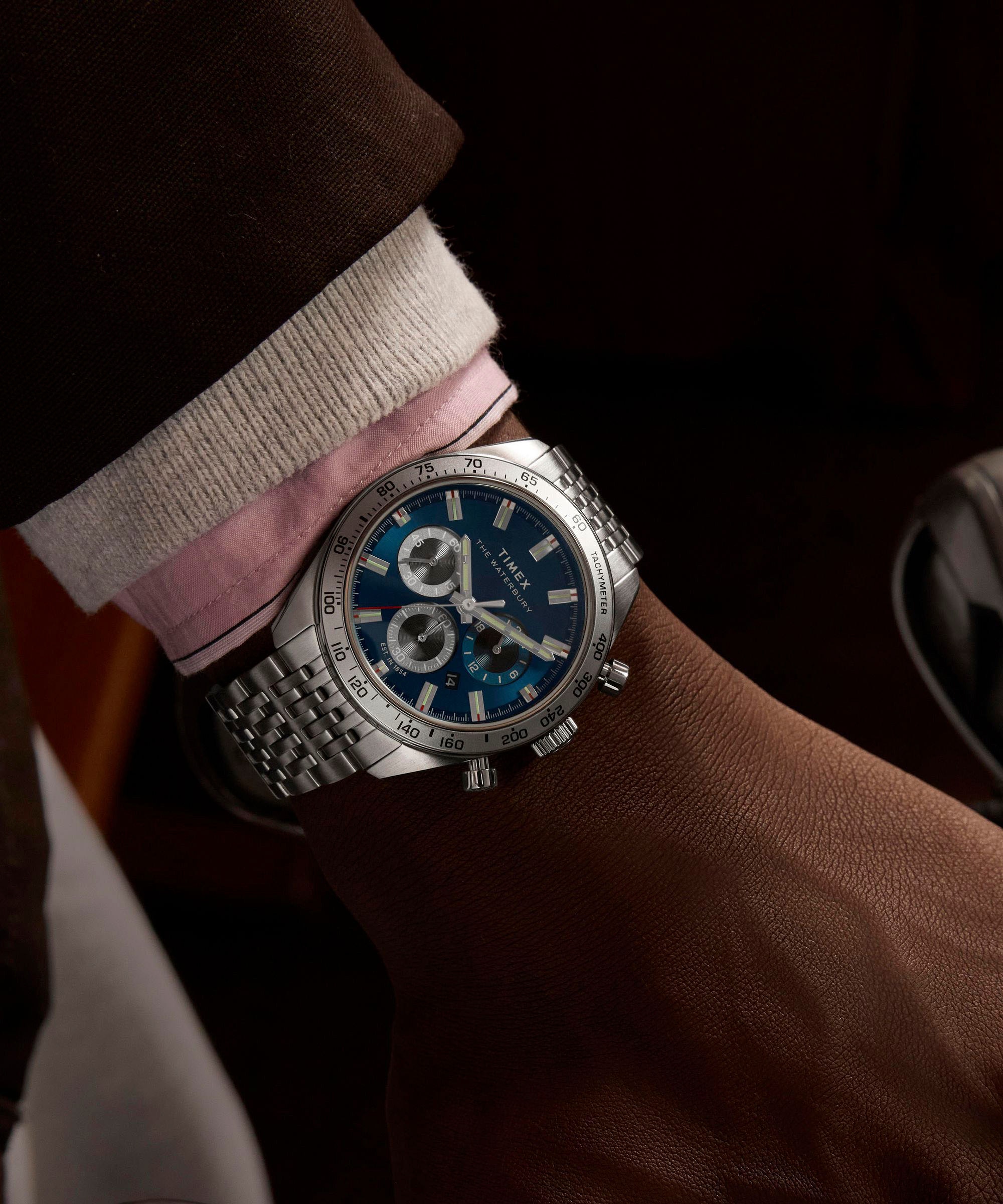 Timex Chronograph »WATERBURY TRADITIONAL« Quarzuhr, Armbanduhr, Herrenuhr,Edelstahlarmband,Stoppfunktion,Tag