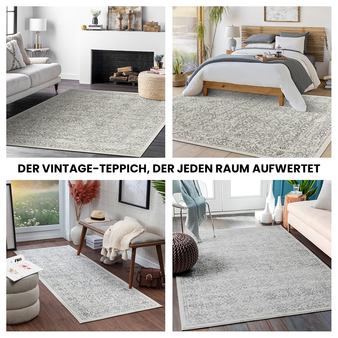 Livabliss Teppich »EJURA«, rechteckig, 8 mm Höhe, Vintage Orientteppich, Kurzflor Boho Wohnzimmerteppich, Läufer