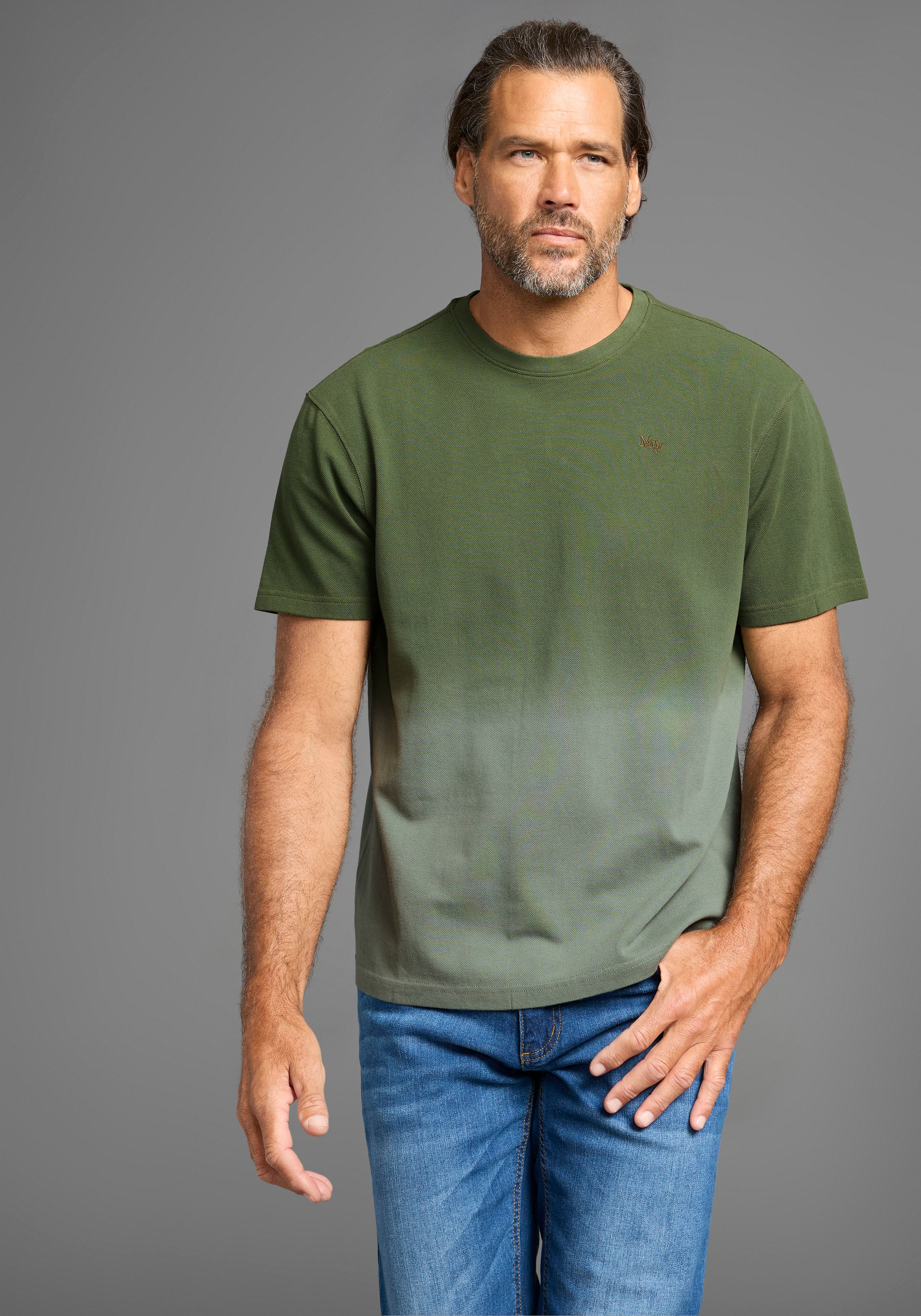 Man's World T-Shirt Kurzarm,  Regular Fit,  unifarben,  Rundhalsausschnitt