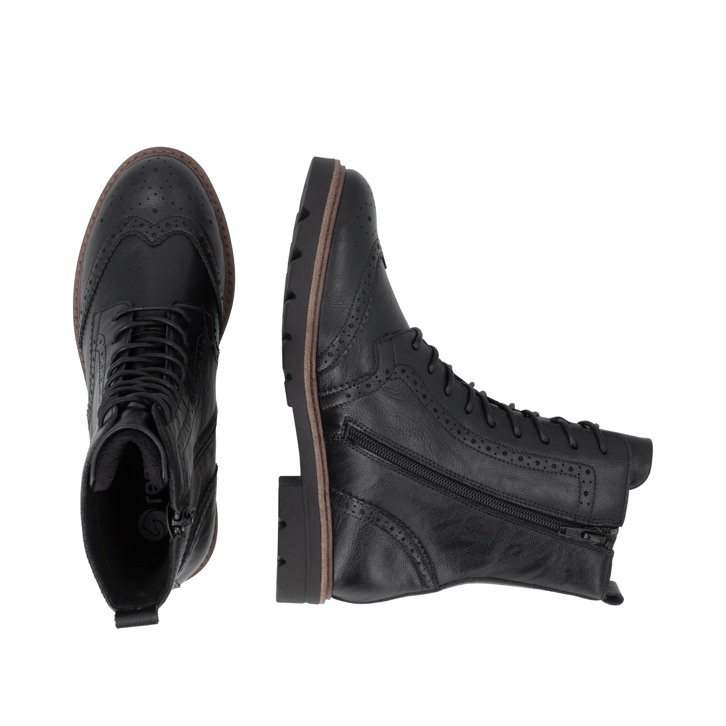 Remonte Schnürstiefelette  Blockabsatz, Schnürboots mit Ziernähten und Lyralochmuster