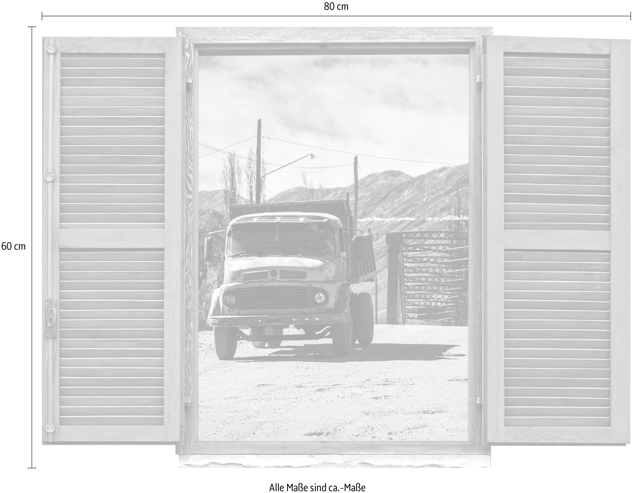 queence Wandtattoo »LKW«, (1 St.), Wandsticker, Wandbild, selbstklebend, 3D, Fenster
