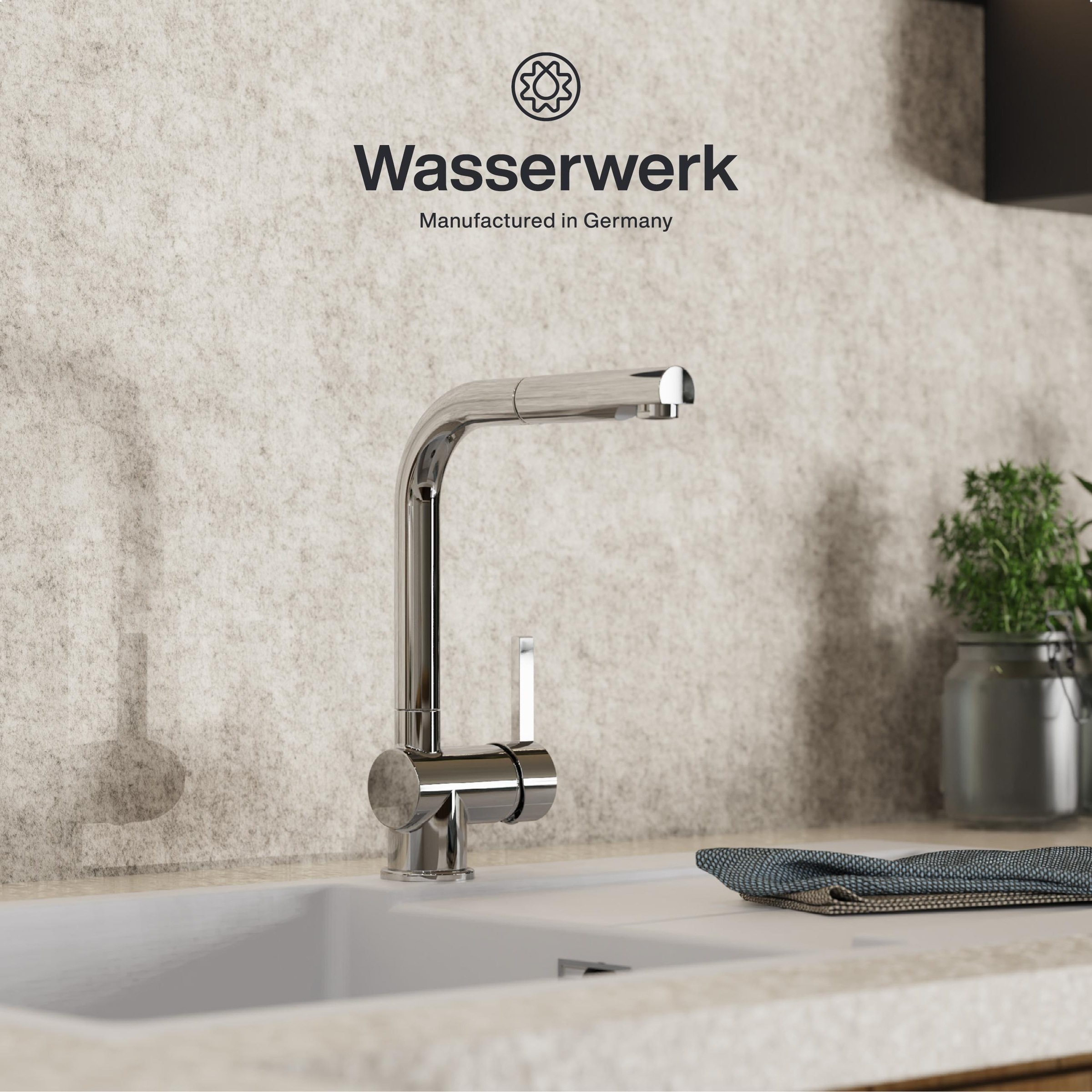 WASSERWERK Spültischarmatur »WK 4, Wasserhahn, Küche, Einhebelmischer« 360° schwenkbar, Cold-Start-Funkt., herausziehbar