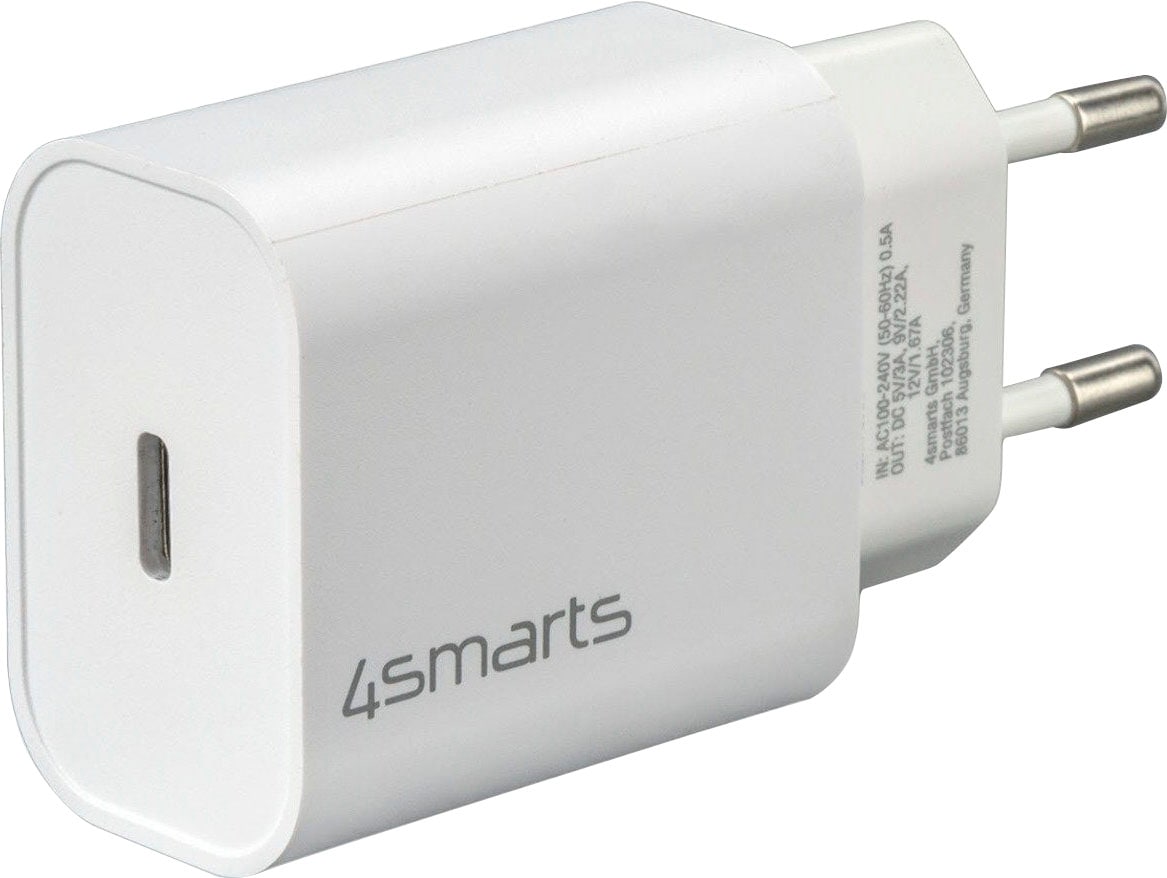 4smarts Smartphone-Ladegerät »Schnelllade-Set 20W mit 1,5m Lightning Kabel f. iPhone«, (150 cm Lightning Kabel für iPhone 11 12 13 14 Pro Max Mini SE iPad), 20W Schnellladegerät iPhone Ladekabel USB-C Ladegerät PD Schnelllader