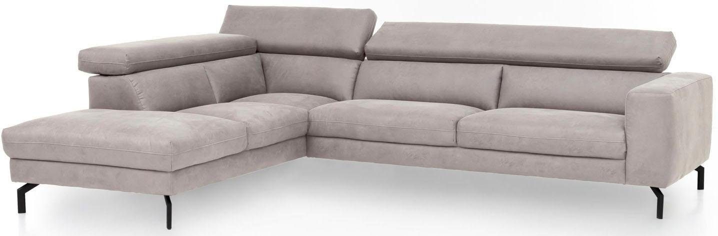 Places of Style Ecksofa »Olanta, modern und bequem, Breite 305cm, Fuß 16cm hoch, L-Form«, mit verstellbaren Kopfstützen