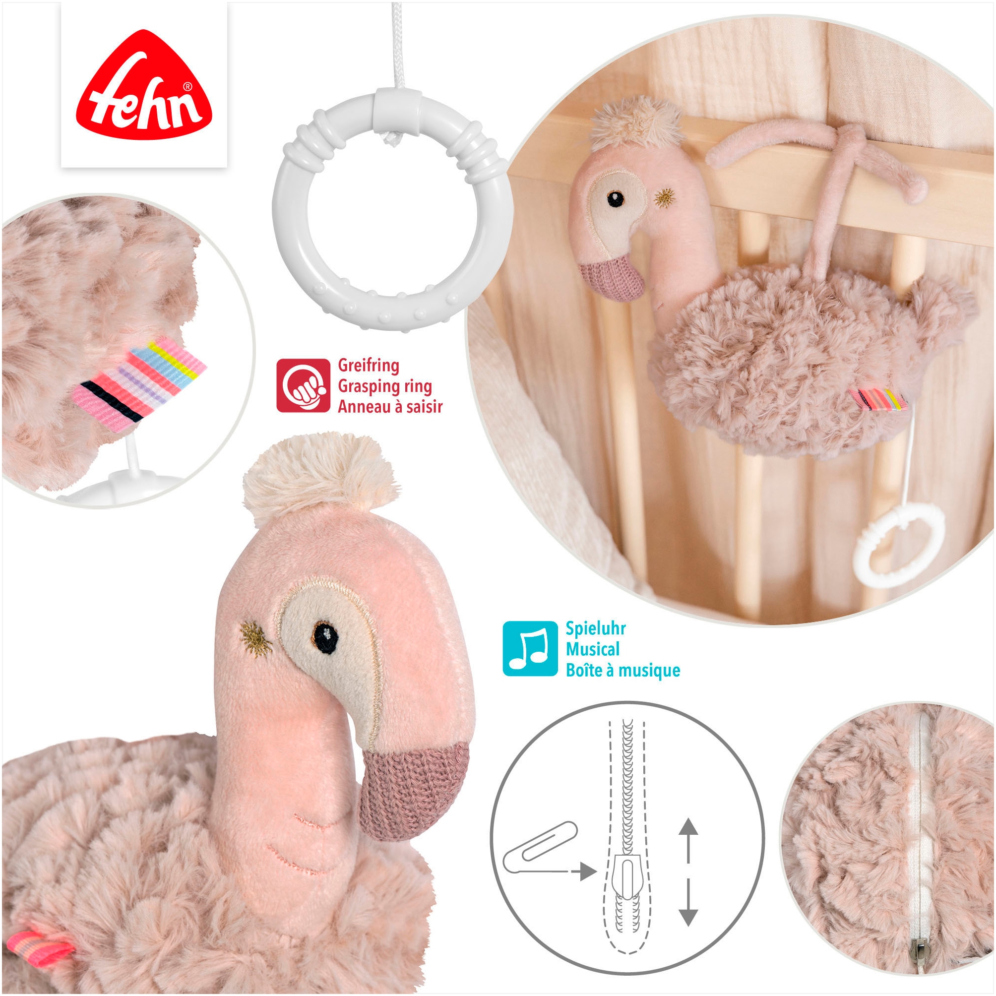 Fehn Spieluhr »Lazy, Crazy & Pink, Flamingo«