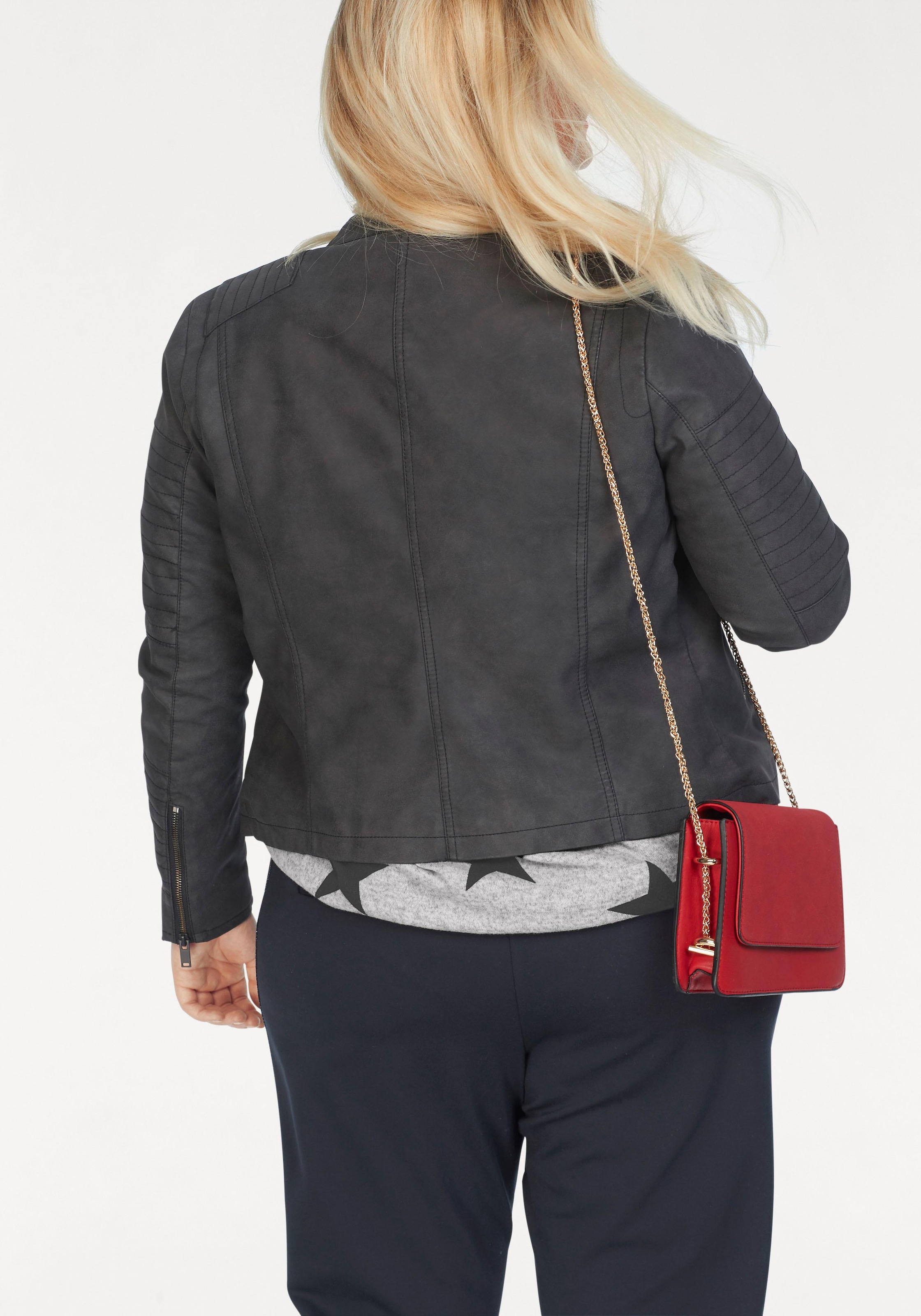 ONLY CARMAKOMA Lederimitatjacke »Avana«, mit Biker-Details