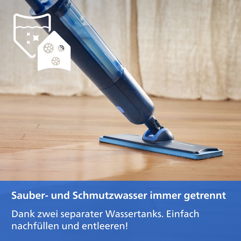 Philips Akku-Wischmopp »OneUp elektrischer Wischer 3000 Series XV3101/11« 50 min Akku-Laufzeit, inkl. 2 Pads und 40 ml Reiniger