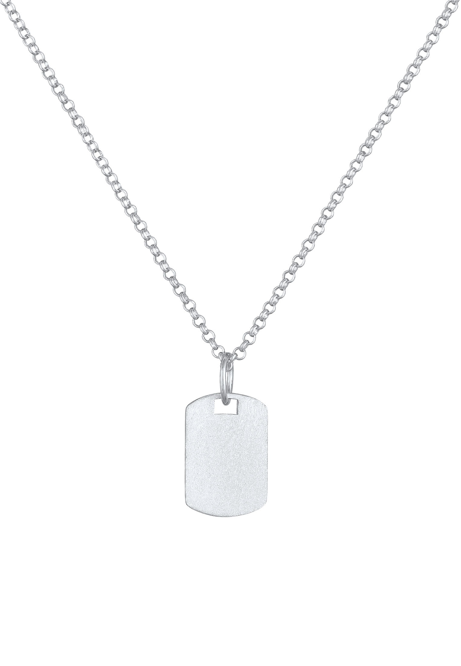 Kuzzoi Kette mit Anhänger »Halskette Herren Dog Tag Military Platte Brushed 925 Silber«