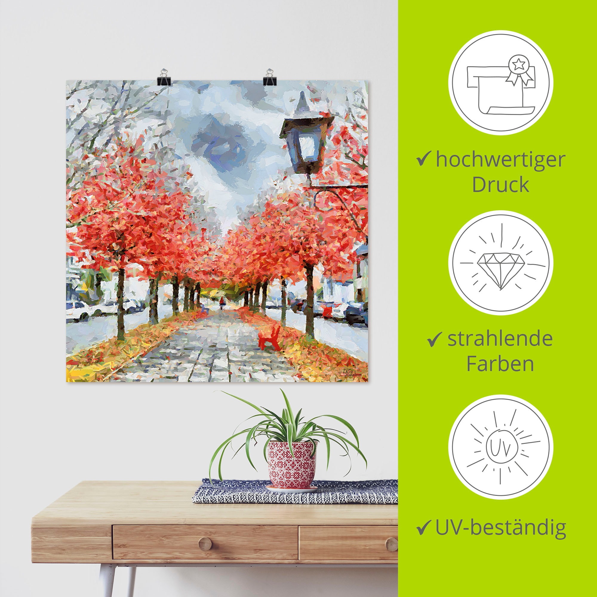 Artland Wandbild »Rote Bank«, Wiesen & Baumbilder, (1 St.), als Leinwandbild, Poster in verschied. Größen