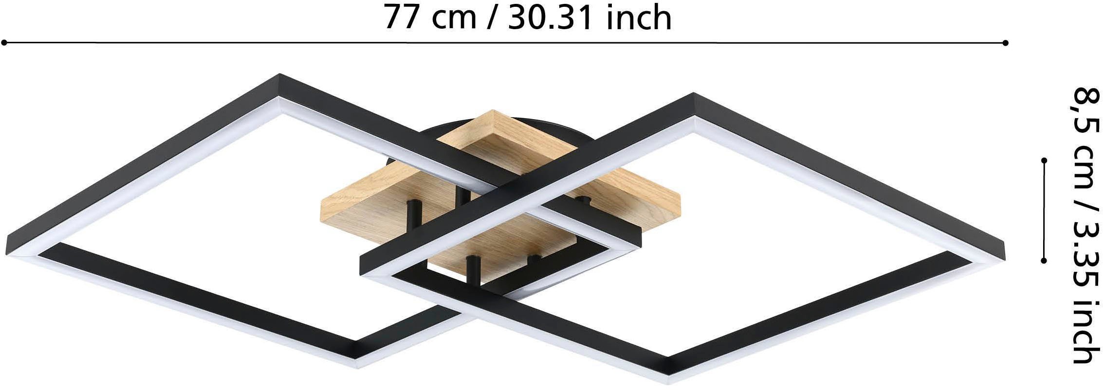 EGLO Deckenleuchte »Lomaltas-z Deckenlampe, ZigBee, App und Sprachsteuerung, Flurlampe« LED-Modul 1 Stk. Kaltweiß | Neutralweiß | Warmweiß Wand-/Deckenleuchte - L77 x B49,5 x H8,5 cm - schwarz, braun