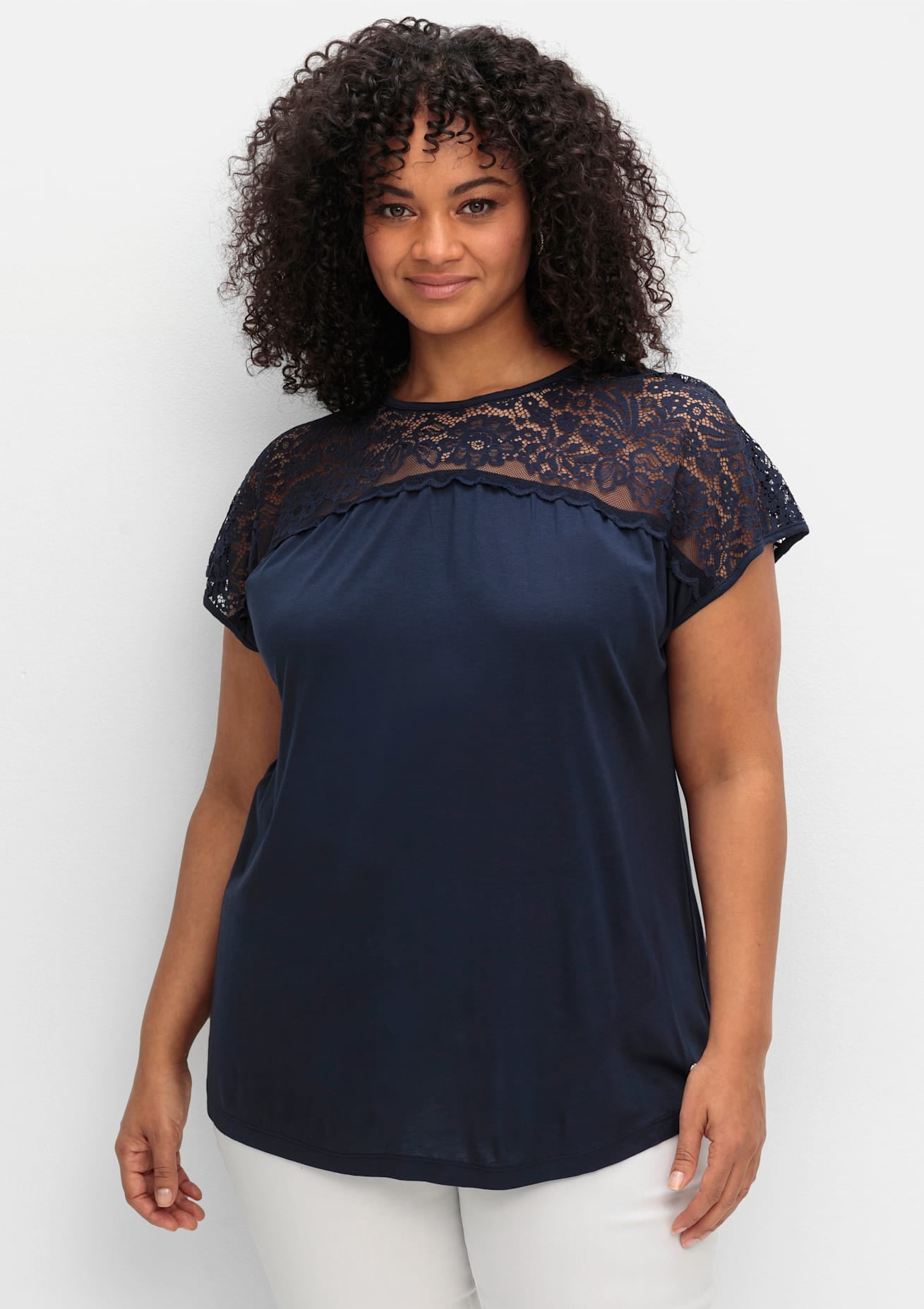 Sheego Spitzenshirt »Spitzenshirt«, (1 tlg.)