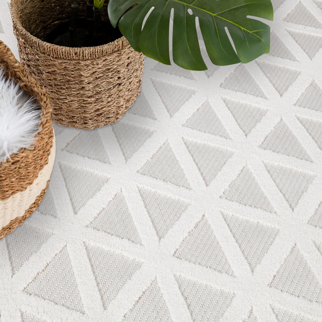 Carpet City Teppich »In-& Outdoorteppich Santorini 446, 3D-Effekt, Geo-Muster« rechteckig 5 mm Höhe Wetterfest & UV-beständig für Terrasse, Balkon, Küche, Flur