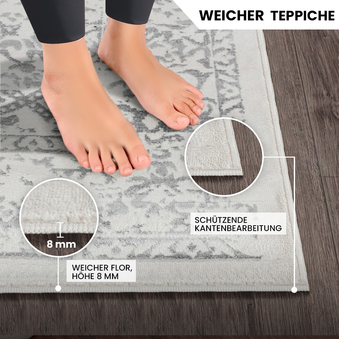 Livabliss Teppich »EJURA«, rechteckig, 8 mm Höhe, Vintage Orientteppich, Kurzflor Boho Wohnzimmerteppich, Läufer