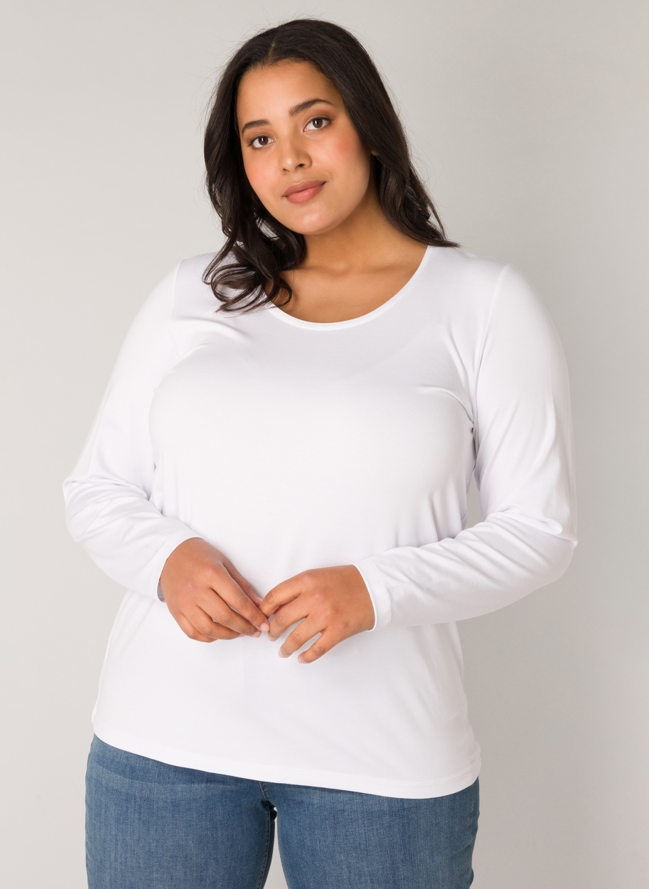 Base Level Curvy Langarmshirt mit Rundhalsausschnitt